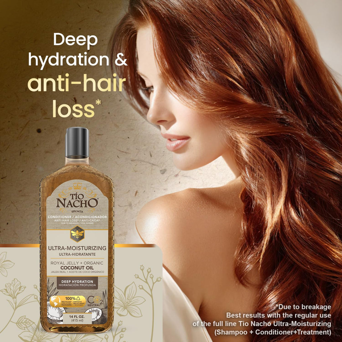 Tio Nacho Ultra-Moisturizing Frizz Control Conditioner with Organic Coconut Oil and Royal Jelly, Deep Hydration and Shine for Dry or Damaged Hair,