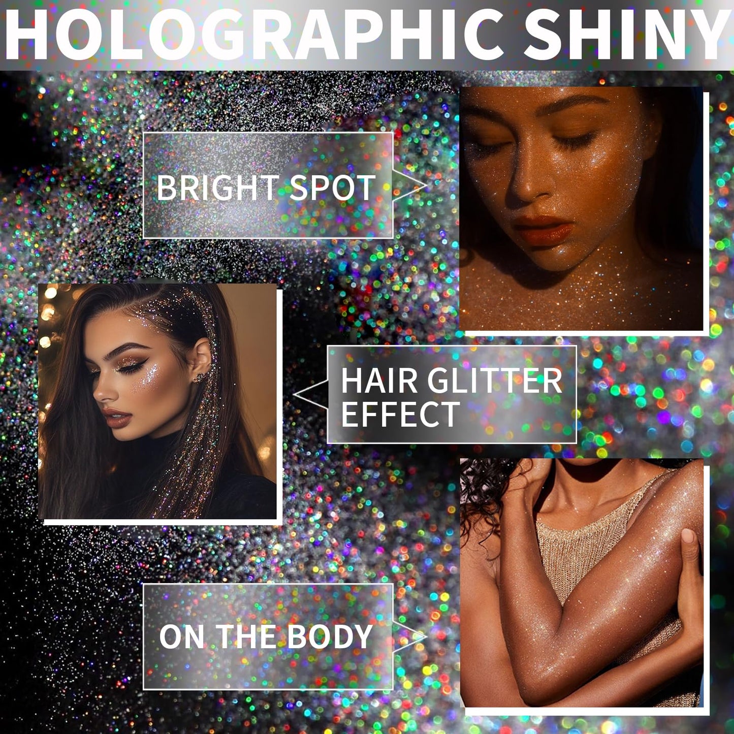 Elitles Made Hair Glitter Body Glitter Spray, 150ML Glitter Hairspray Holographic Silver Glitter Spray for Hair and Body, Hair Glitter for Kids Women Beauty & Personal Care Elitles Made