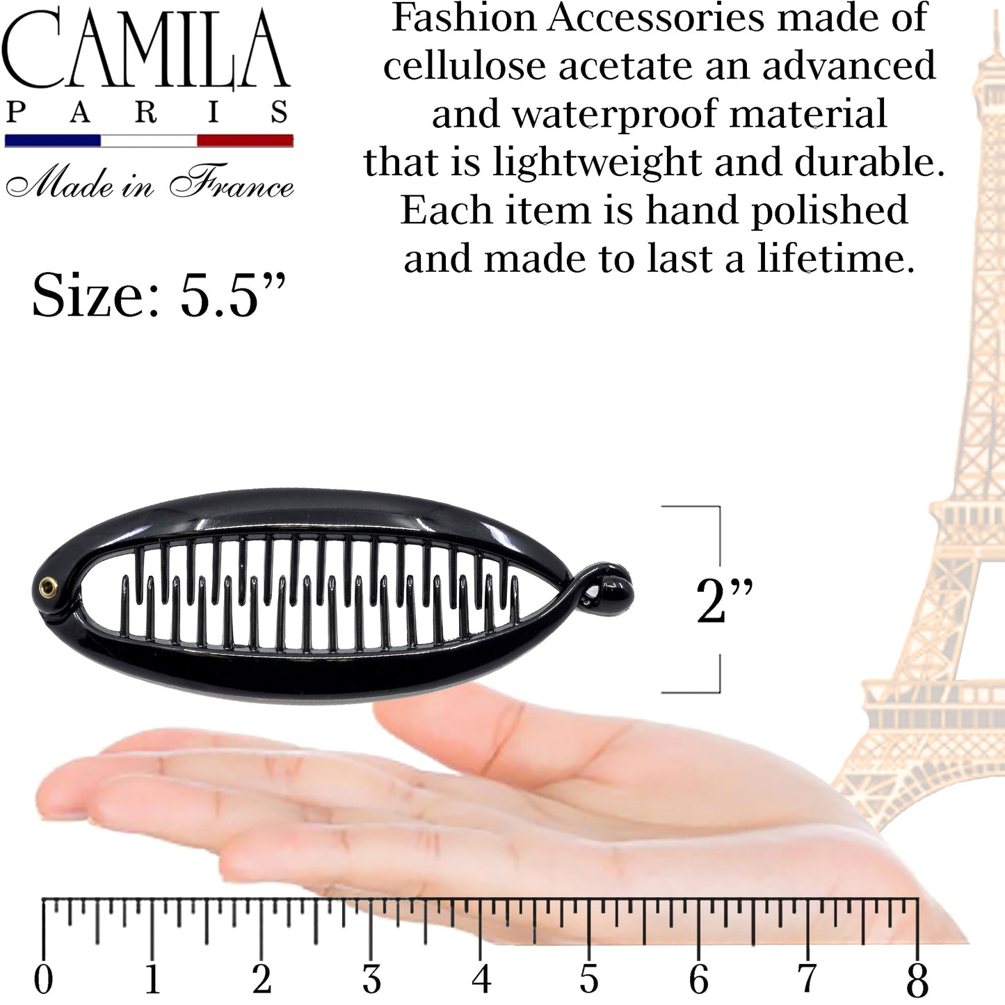 Camila Paris NV136 French Large Banana Clip Hair Comb, Flexible Banana Clips Hair for Thick Hair Ponytail Holder Interlocking Styling Clips for Women Beauty & Personal Care Camila