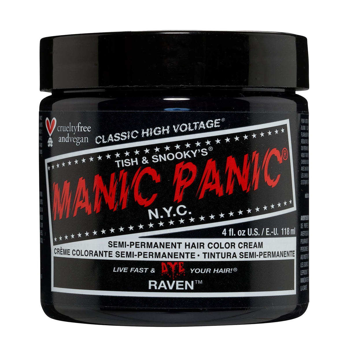 MANIC PANIC Classic Raven Semi Permanent Hair Color - Cool-Toned Black Hair Dye for Women & Men That Lasts 4-6 Weeks - Vegan, Ammonia & Cruelty-Free Beauty & Personal Care MANIC PANIC