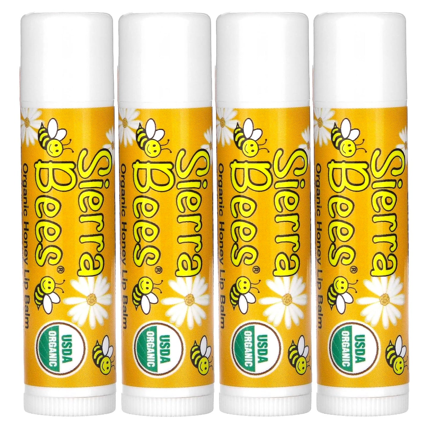 Sierra Bees Organic Lip Balms, Honey, 4 Pack, 0.15 oz (4.25 g) Each Beauty and Personal Care Sierra Bees