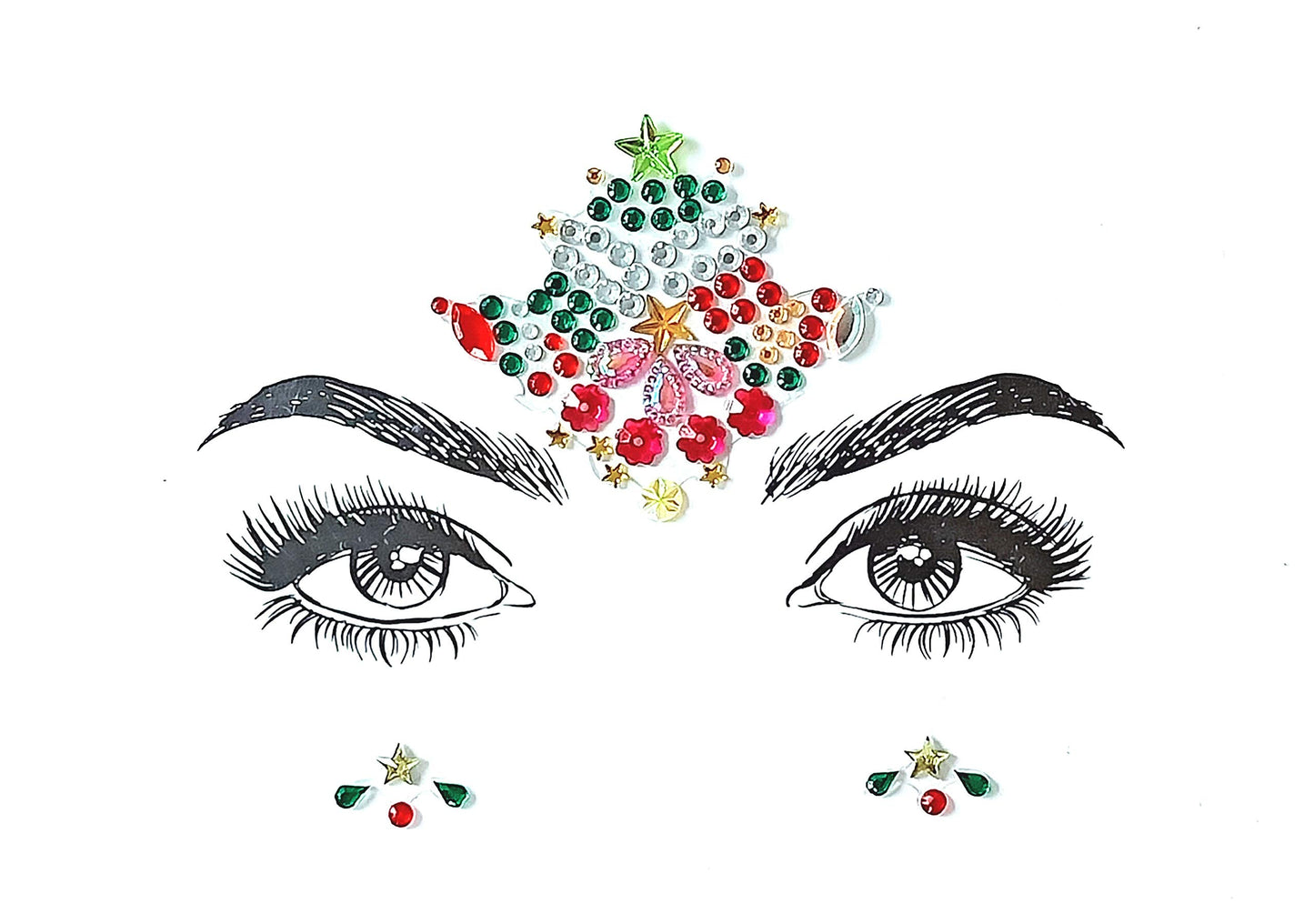Christmas Face Gems,3PCS Crystal Body Glitter Face Stickers Festival Makeup Jewels Temporary Tattoo Glitter Rhinestone Adhesive for Face Eyes Body Beauty & Personal Care Cheeroyal