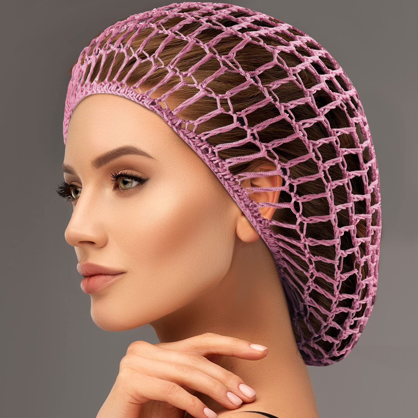 Waydress 2 Pcs Hair Nets Snood for Women Food Service Worker Sleeping Long Hair Cap Mesh Crochet Hairnet Tubi Wrap Rayon Knit(Purple and Pink) Beauty and Personal Care Waydress