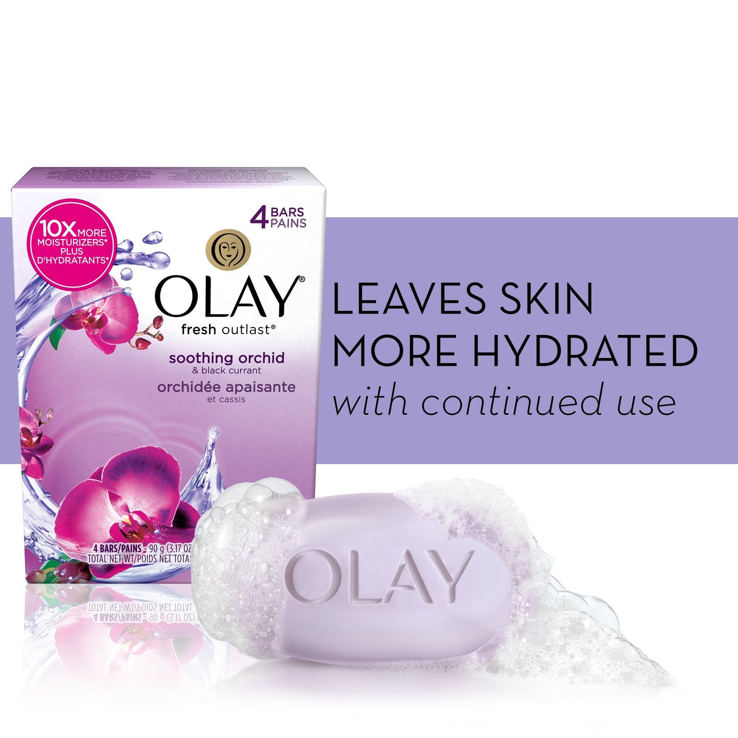Olay Fresh Outlast Soothing Currant Beauty Bar, Orchid and Black, 4 Count, Packaging May Vary Beauty & Personal Care Olay