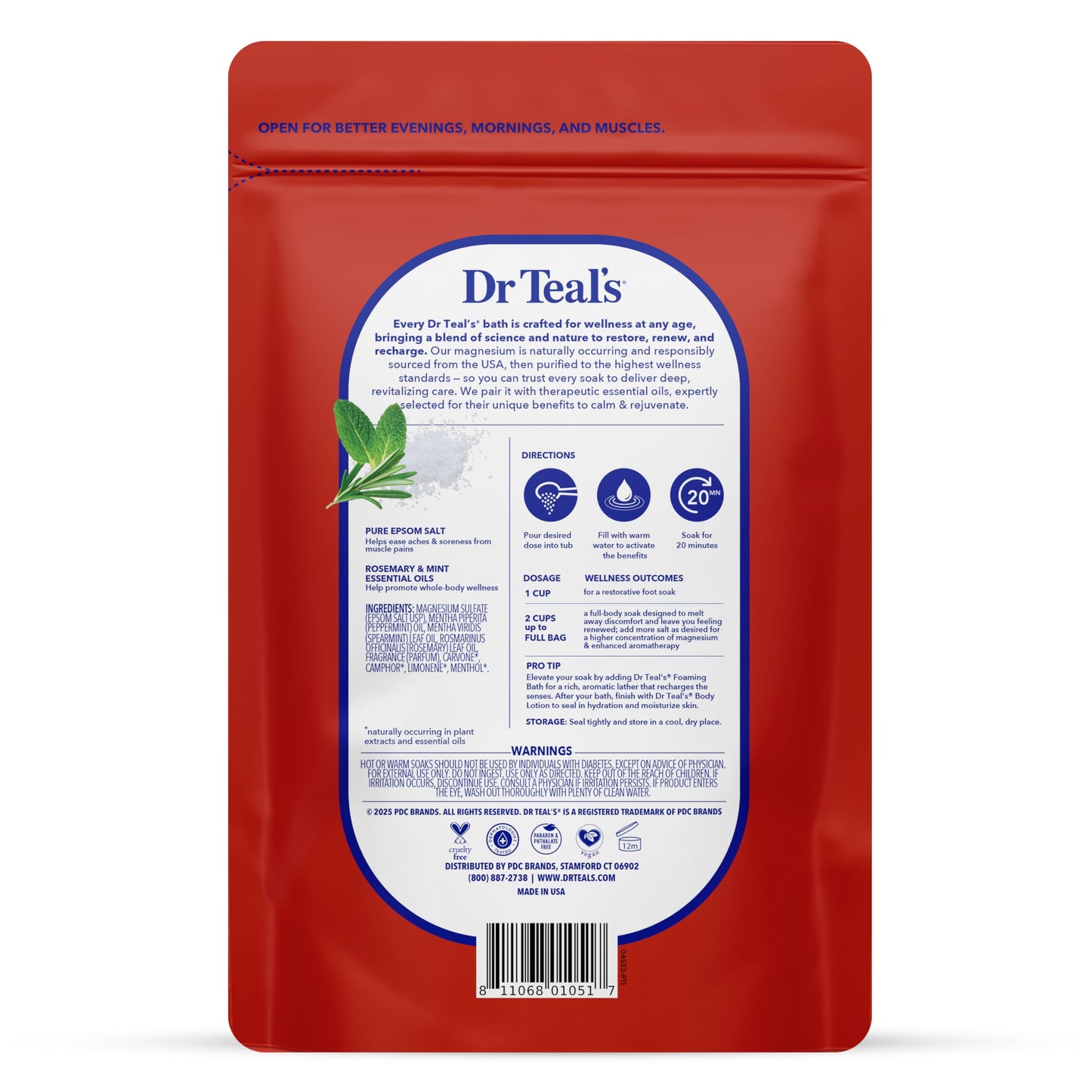 Dr Teal's Epsom Salt Magnesium Soak, Wellness Therapy with Rosemary & Mint, 3 lbs Beauty and Personal Care Dr Teal's