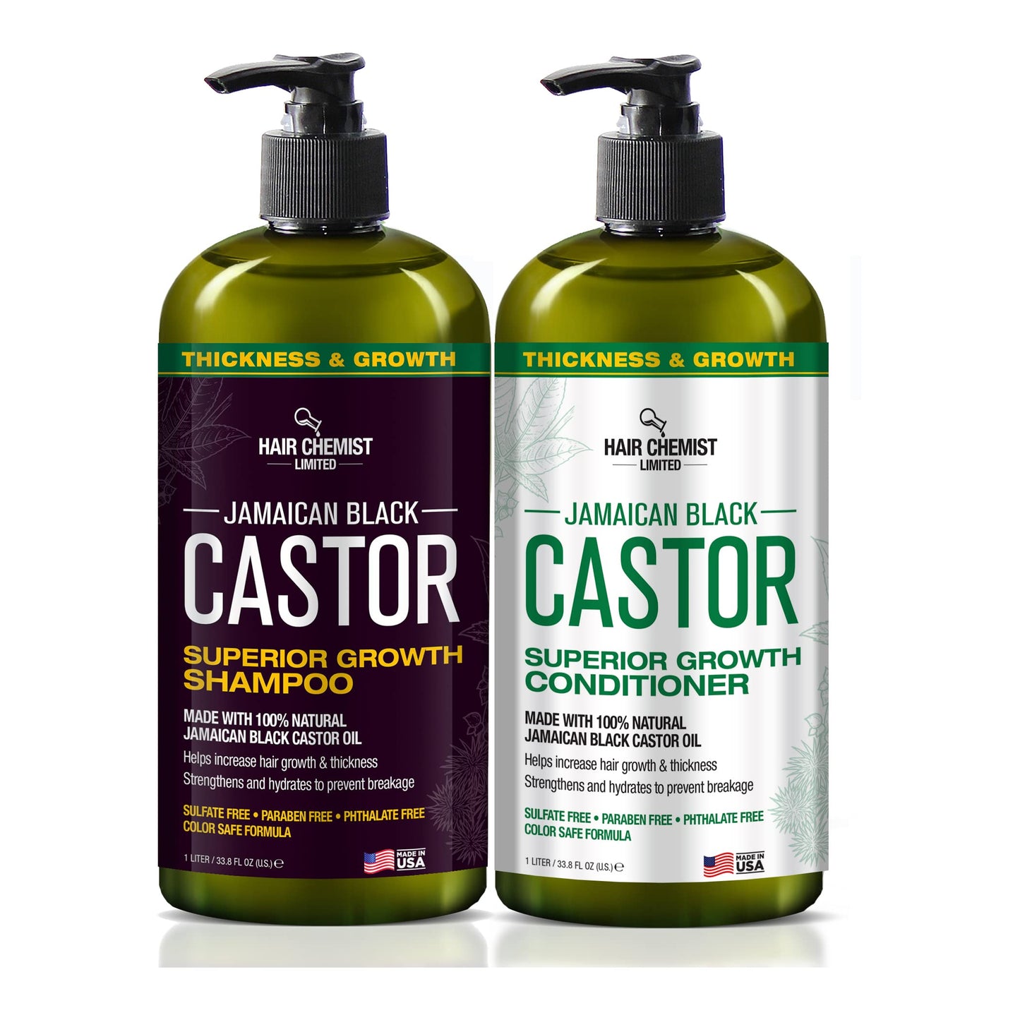 Hair Chemist 2-PC Shampoo & Conditioner Gift Box - Jamaican Black Castor Oil for Hair Growth & Thickness - Sulfate Free, Paraben Free & Phthalate Free Beauty & Personal Care Hair Chemist
