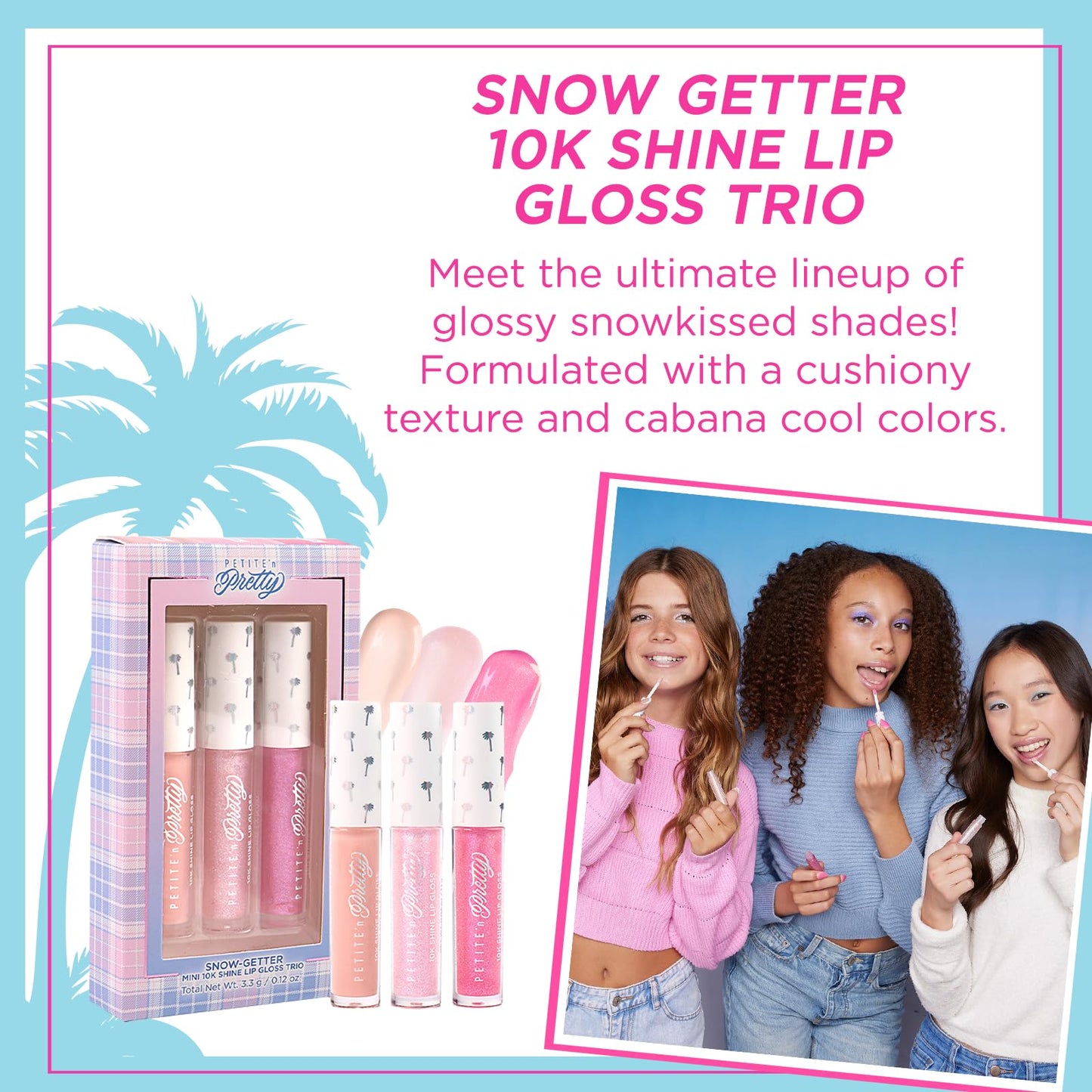Petite 'N Pretty Snow Getter Lip Gloss Set - Mini 10K Shine Trio for Kids, Tweens & Teens - Non-Toxic, High-Gloss Sparkly Makeup - Gift-Ready Clean Beauty & Personal Care Petite 'N Pretty