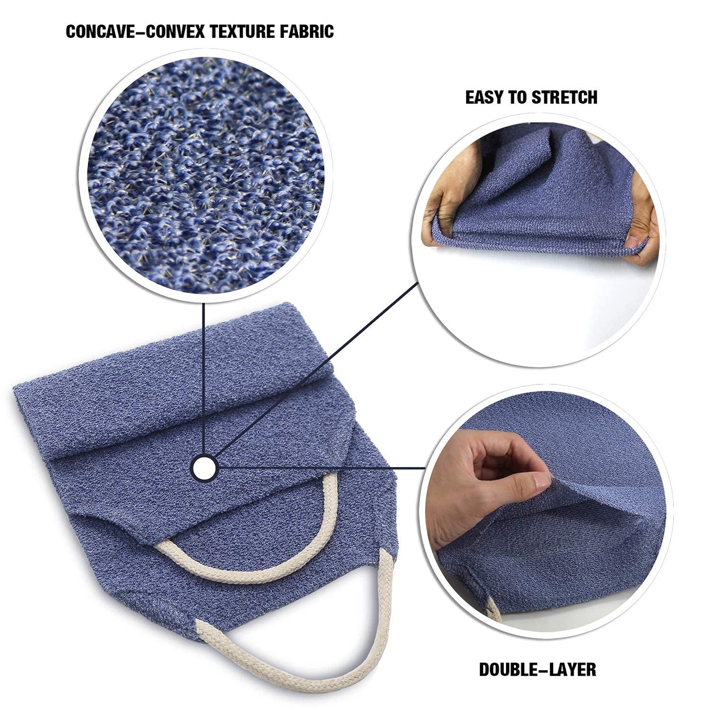 Evridwear Exfoliating Back Scrubber with Handles Two Sides for Body Shower Deep Cleans Skin Massages Invigorating Blood Circulation Men Women One Size Beauty & Personal Care Evridwear