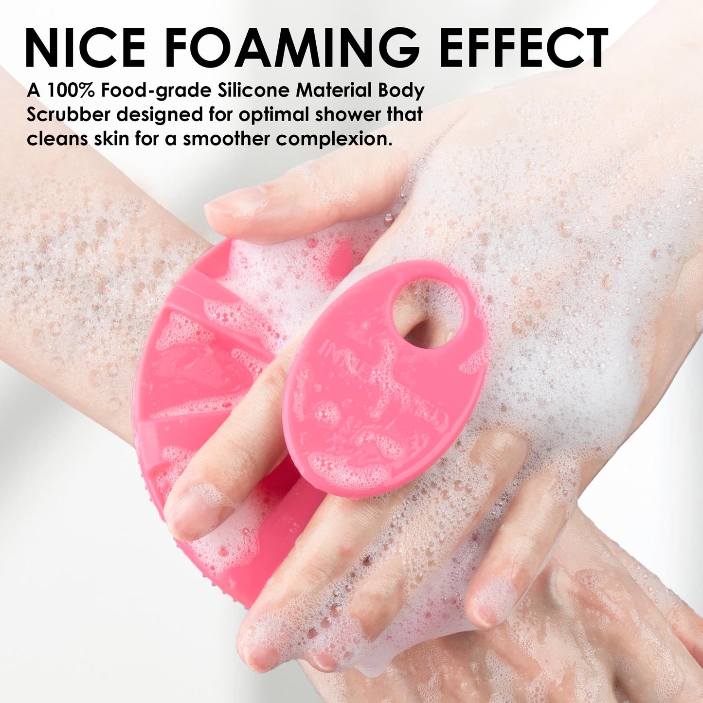 INNERNEED Food-Grade Soft Silicone Body Scrubber Shower Brush Handheld Cleansing Skin Brush, Gentle Exfoliating and Lather Well (Dark Green+Pink) Beauty and Personal Care INNERNEED