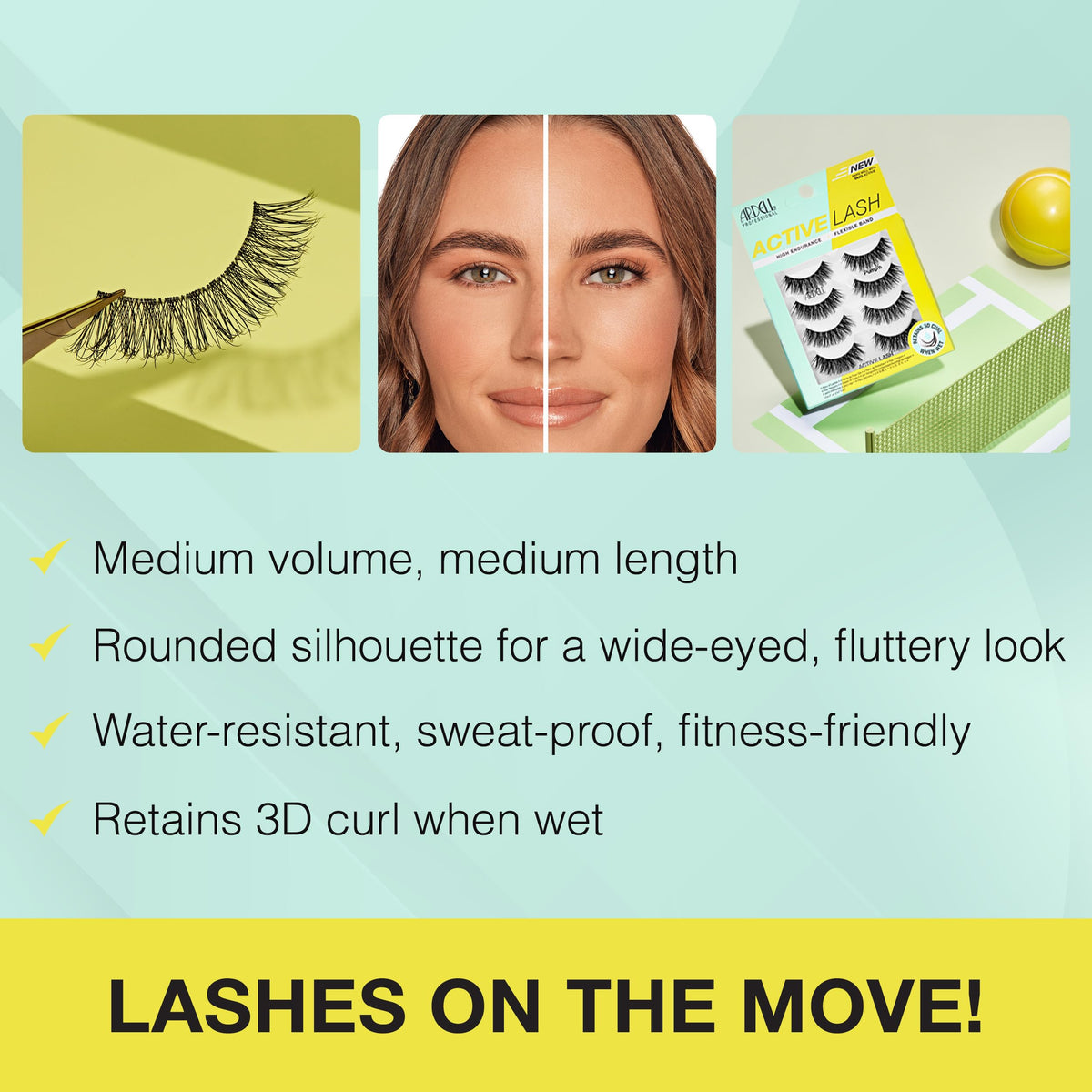 Ardell Active Lash - Pump’n, False Eyelashes, Sweat-Proof Strip Lashes, Water-Resistant, Lightweight, 4 Pairs, 1 Pack Beauty & Personal Care Ardell