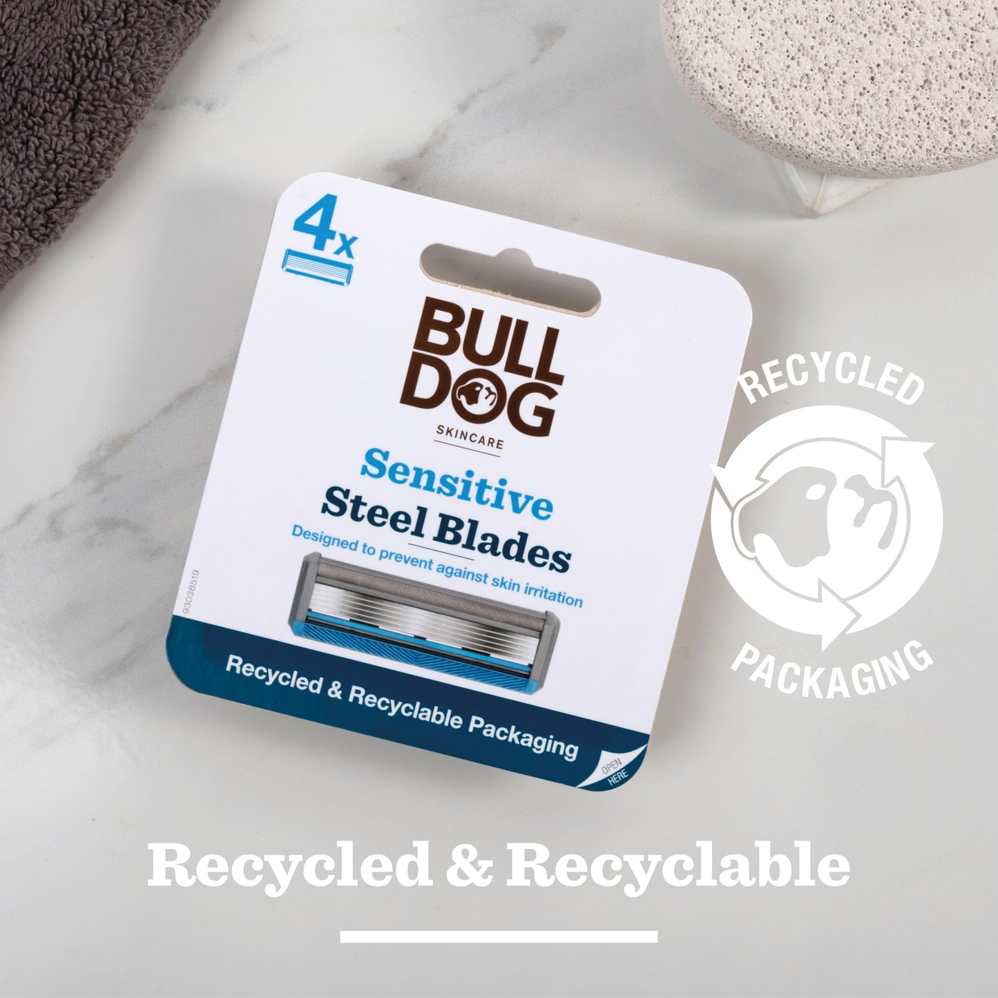 Bulldog Skincare - Sensitive Steel Blades - Men's Razor Blade Refills - Contains 4 Blade Heads Beauty and Personal Care Bulldog Skincare for Men