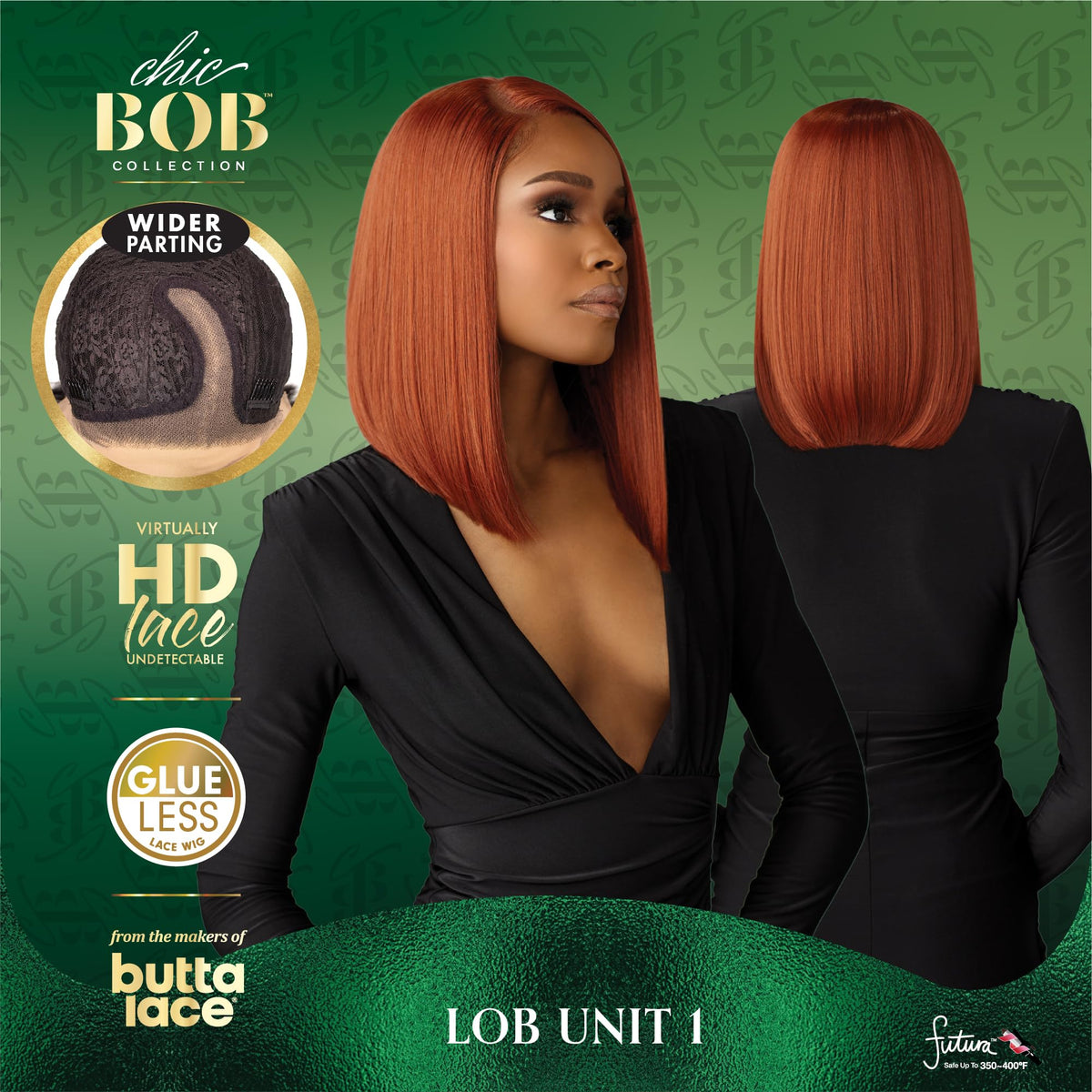 Sensationnel Chicbob Lace Frontwig-Lob Unit 1, 1 JETBLACK