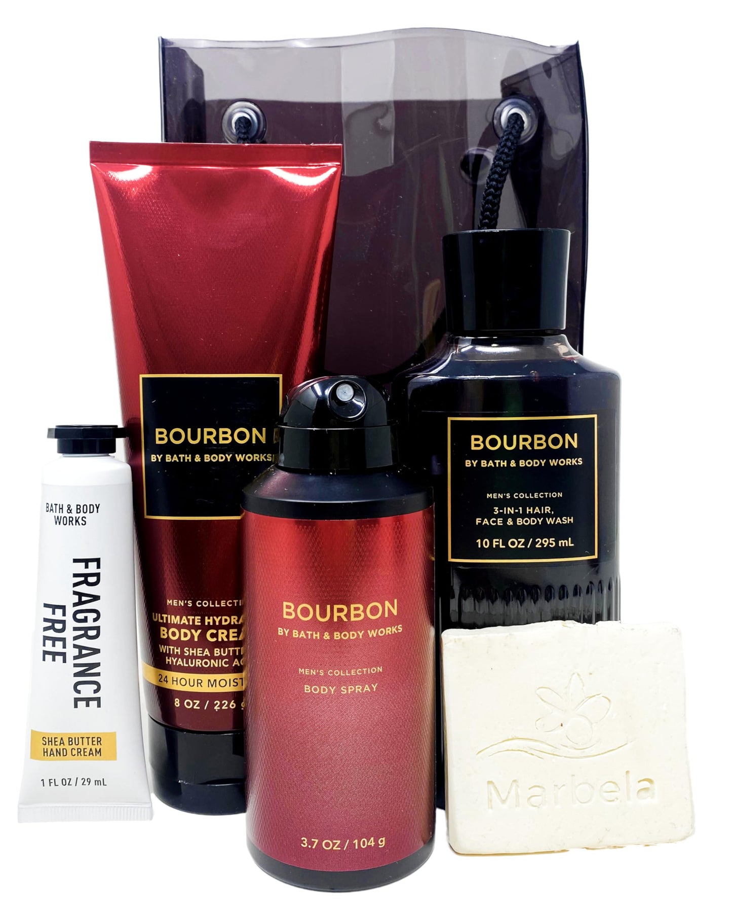 Bath & Body Works Men's Collection Bourbon - Gift Bag Set - Body Cream, 3 in 1 Hair, Face & Body Wash, Body Spray and Hand Cream With a Natural Oats Beauty and Personal Care Bath & Body Works