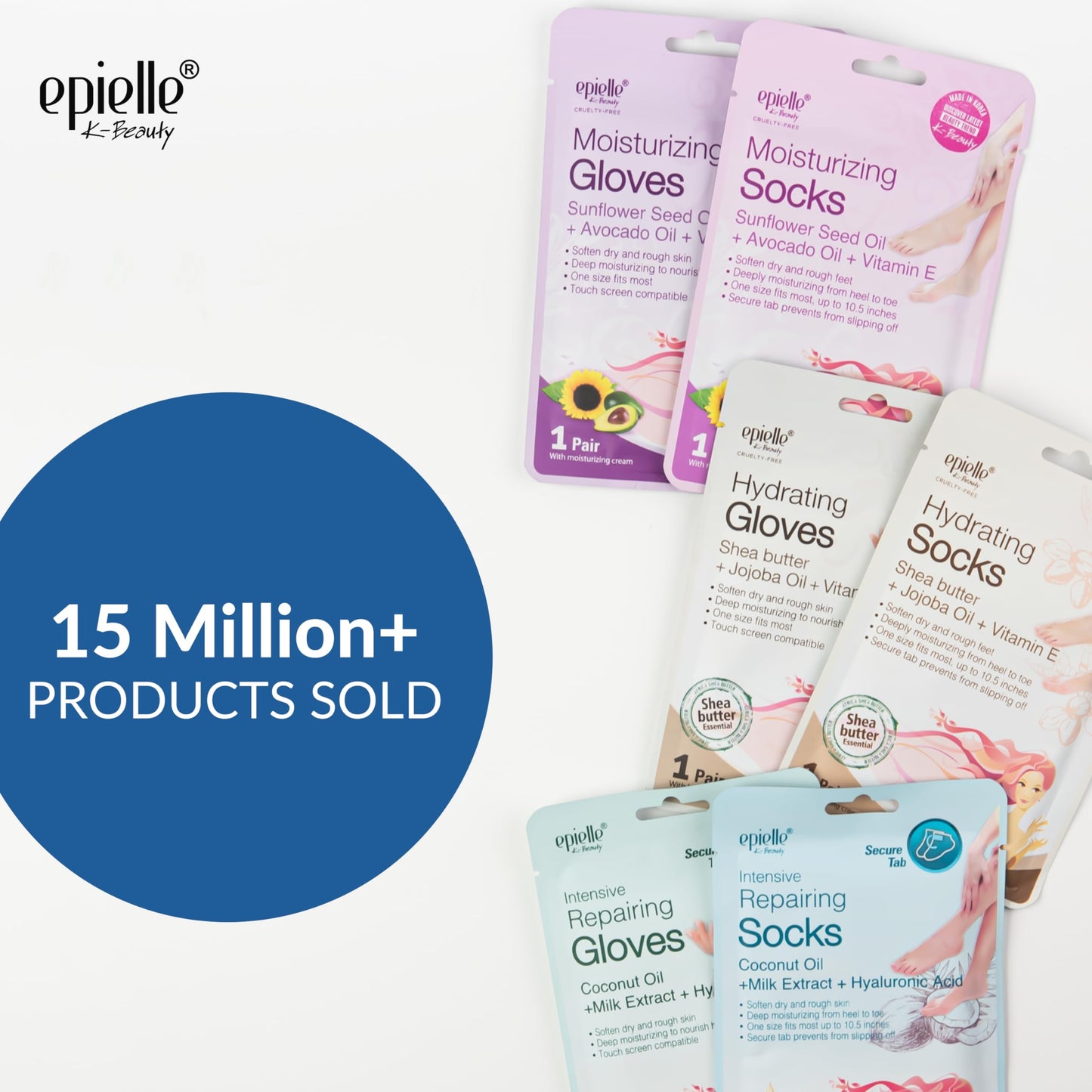 Epielle Intensive Repairing Foot Mask 6 Pairs, Soften with Coconut Oil & Milk Extract, Deep Moisturizing Socks for Dry, Cracked Feet, Self Care Gifts Beauty and Personal Care Epielle