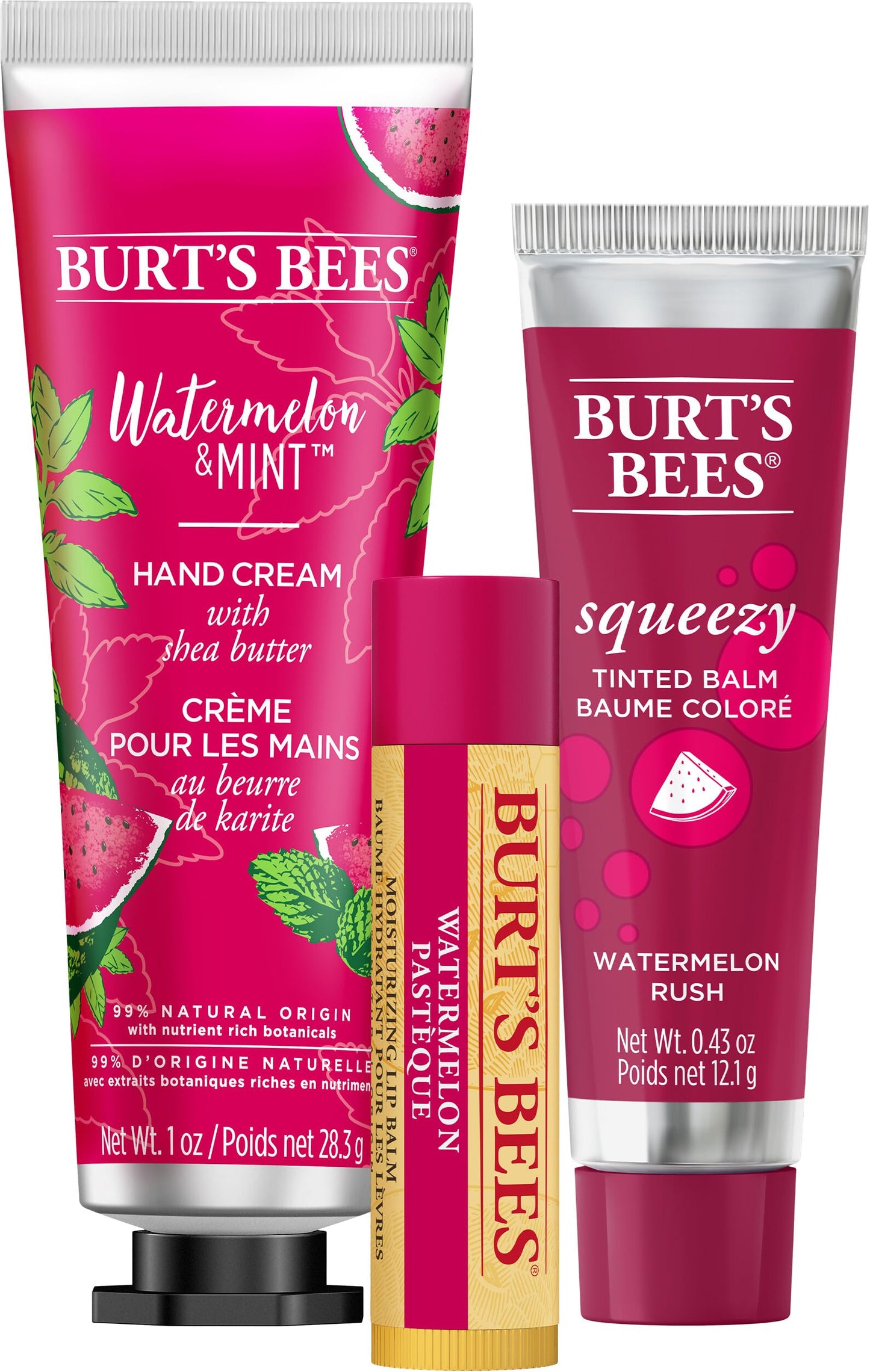 Burt's Bees Lip Balm, Squeezy Tinted Balm and Hand Cream Gift Set, Merry Melon, Ready to Give Holiday Gift, 1 Gift Set Beauty and Personal Care Burt's Bees