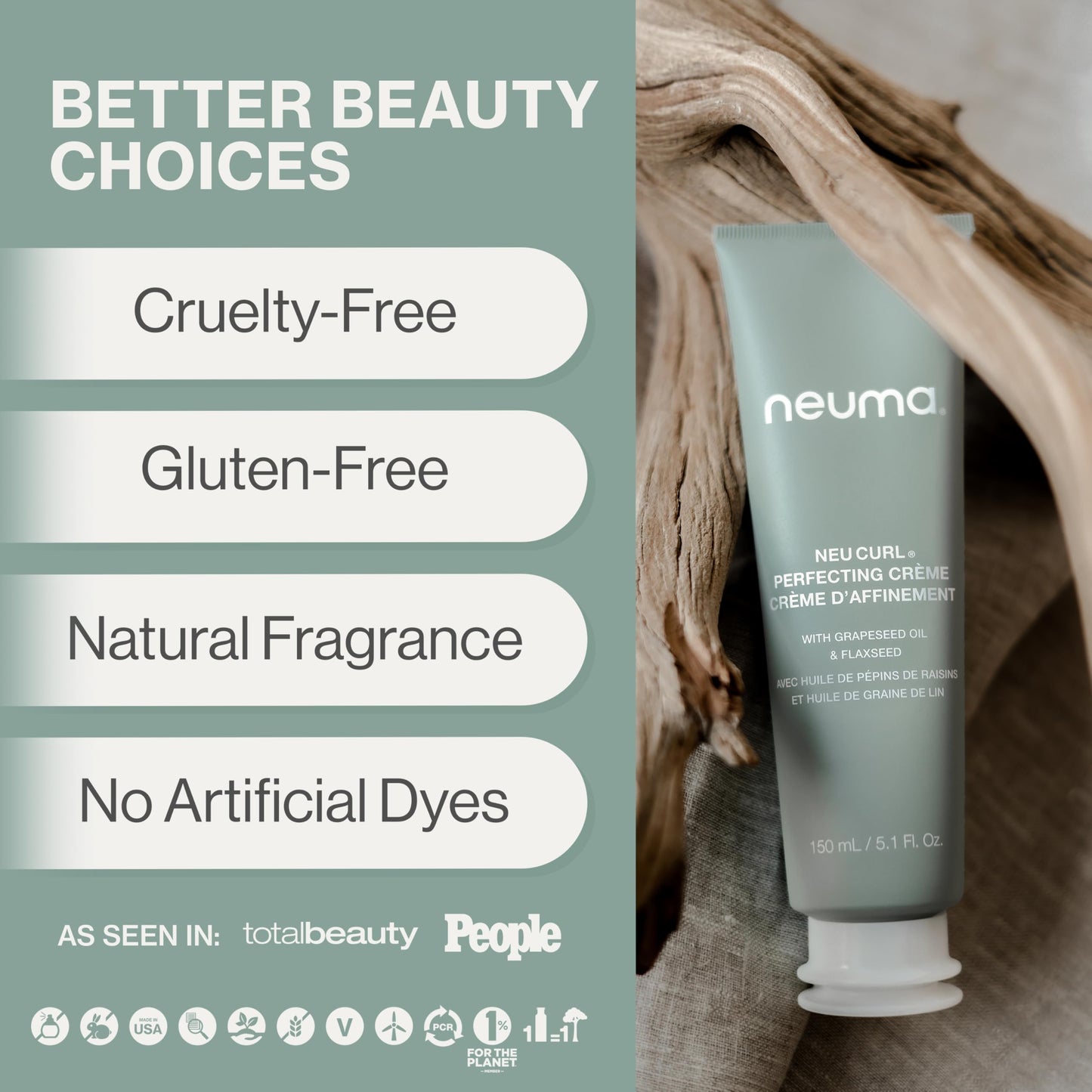 NEUMA Neu Curl Perfecting Creme 5.1 Fl. Oz. Curl Cream with Coconut Hibiscus Scent, Lightweight, Nourishing Curl Defining Cream, Curl Cream for Wavy Beauty & Personal Care NEUMA