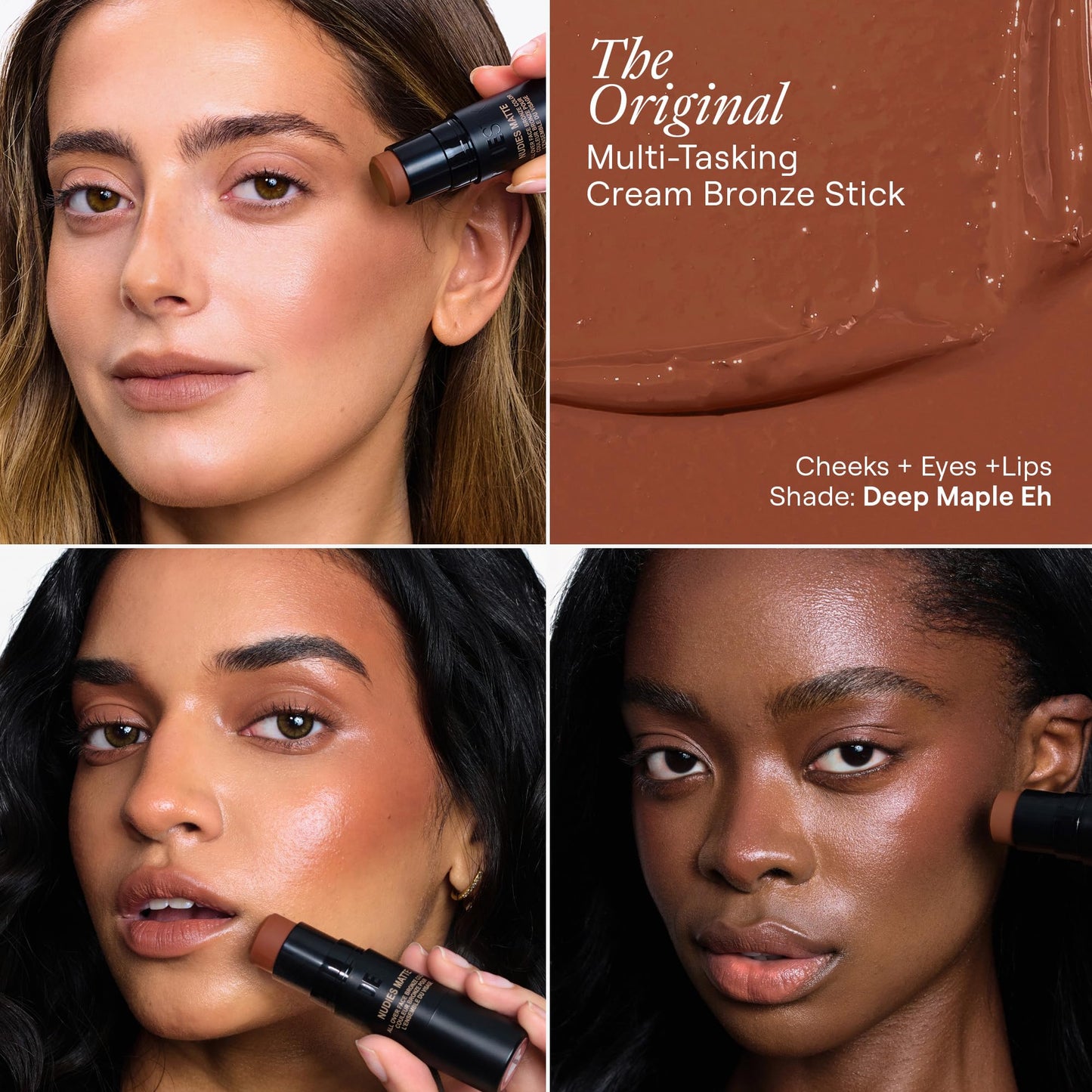 Nudestix Nudies Bronze All Over Matte Bronzing Stick - 3-in-1 Cream Bronzer for Cheeks, Eyes & Lips with Built-In Brush | Natural Contour & Sun-Kissed Beauty & Personal Care Nudestix