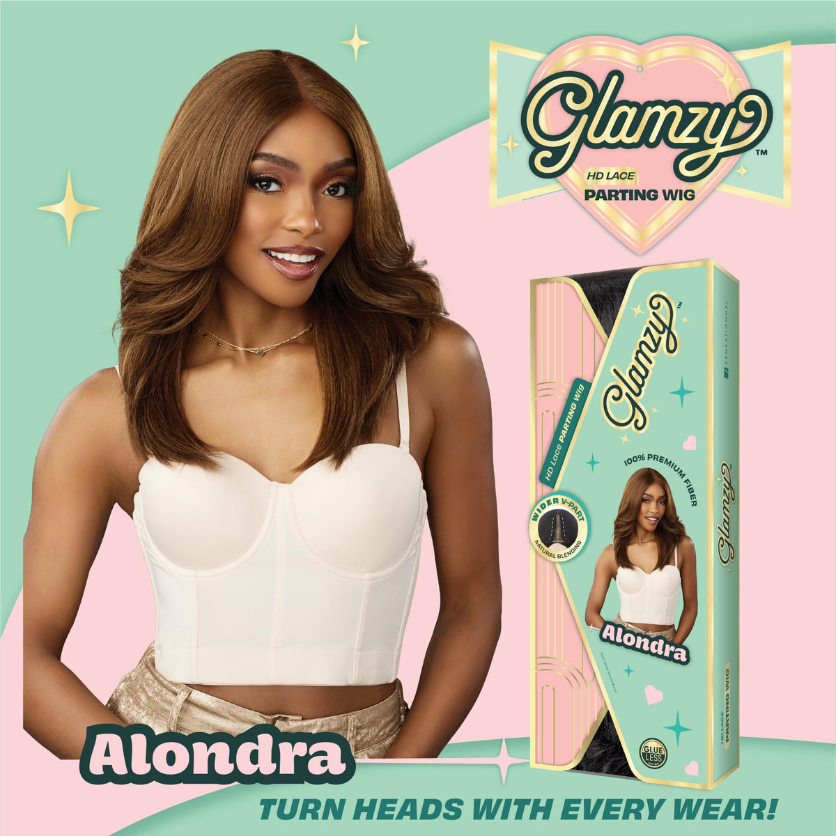 Sensationnel Glamzy Lace Part Wig-Alondra, MP/CARAMEL