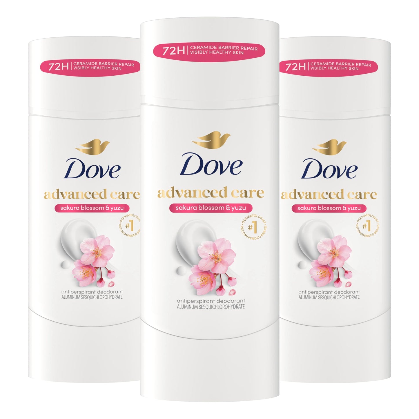 Dove Advanced Care Antiperspirant Deodorant for Women Sakura Blossom & Yuzu 3 pack 72 hour sweat and odor protection 2.6 oz Beauty and Personal Care Dove