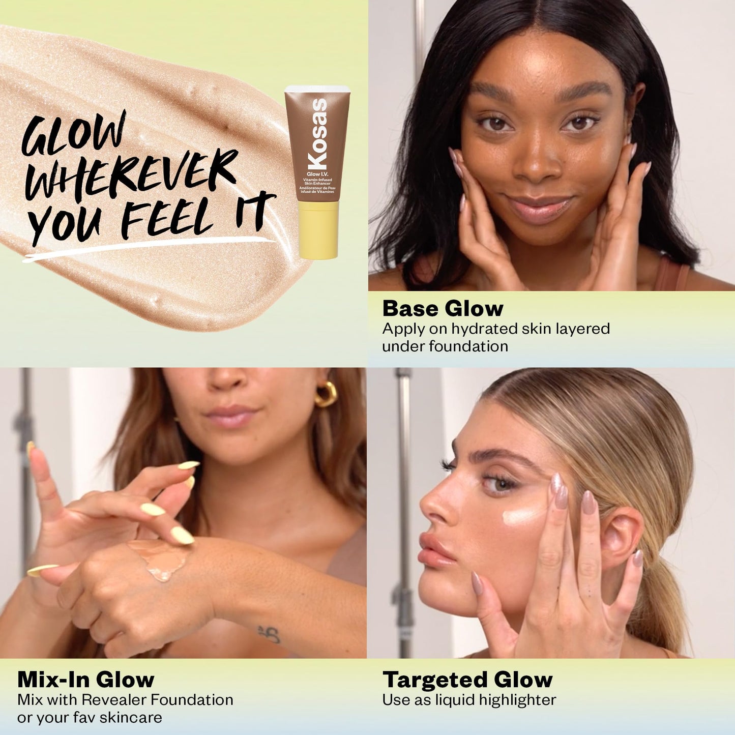 Kosas Glow I.V. Vitamin-Infused Skin Enhancer Face Makeup - Tinted Beauty Highlighter for a Healthy Glow - Radiate Beauty & Personal Care Kosas