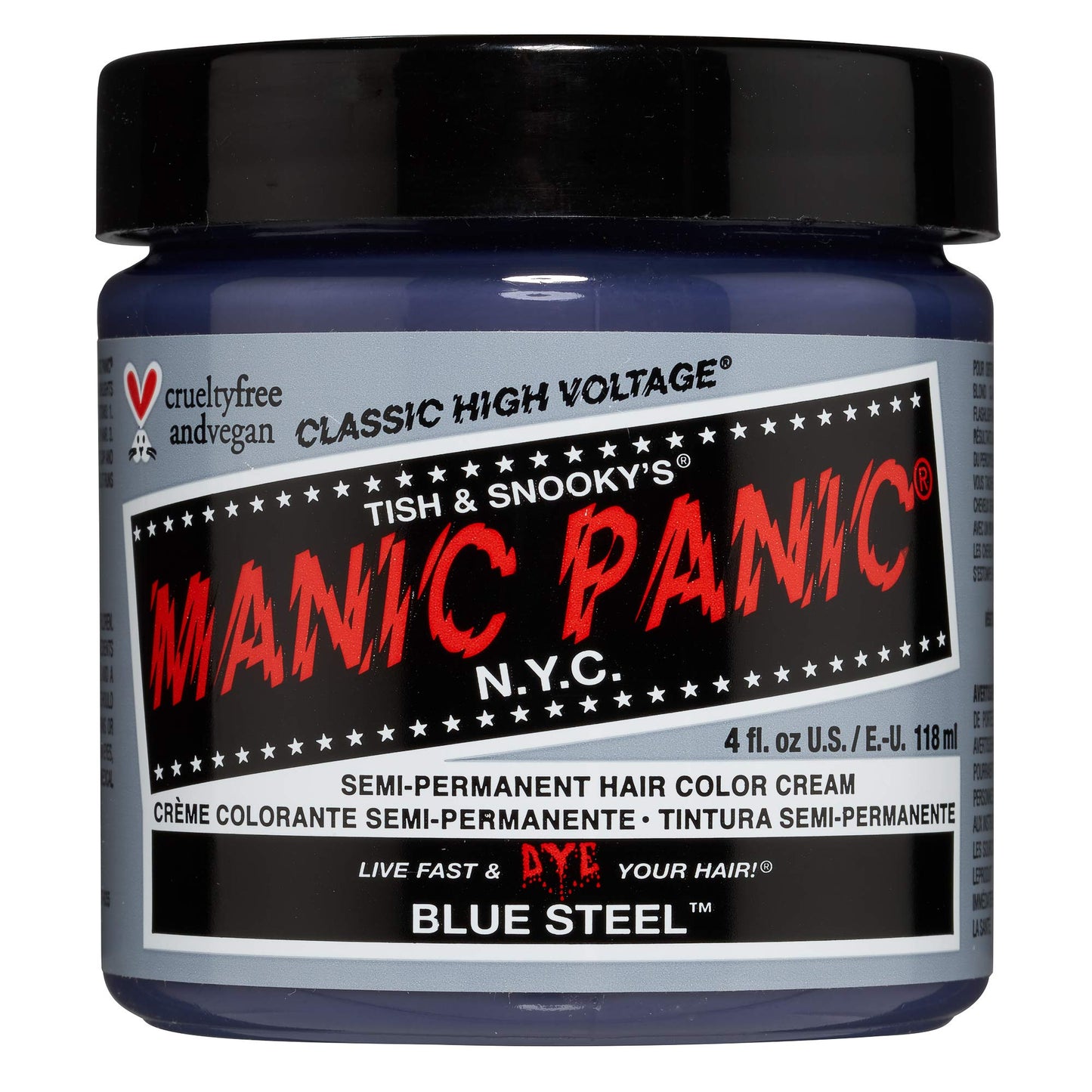 MANIC PANIC Classic Blue Steel Semi Permanent Hair Color - Cool Silver Hair Dye for Women & Men That Lasts 4-6 Weeks - Vegan, Ammonia & Cruelty-Free Beauty & Personal Care MANIC PANIC