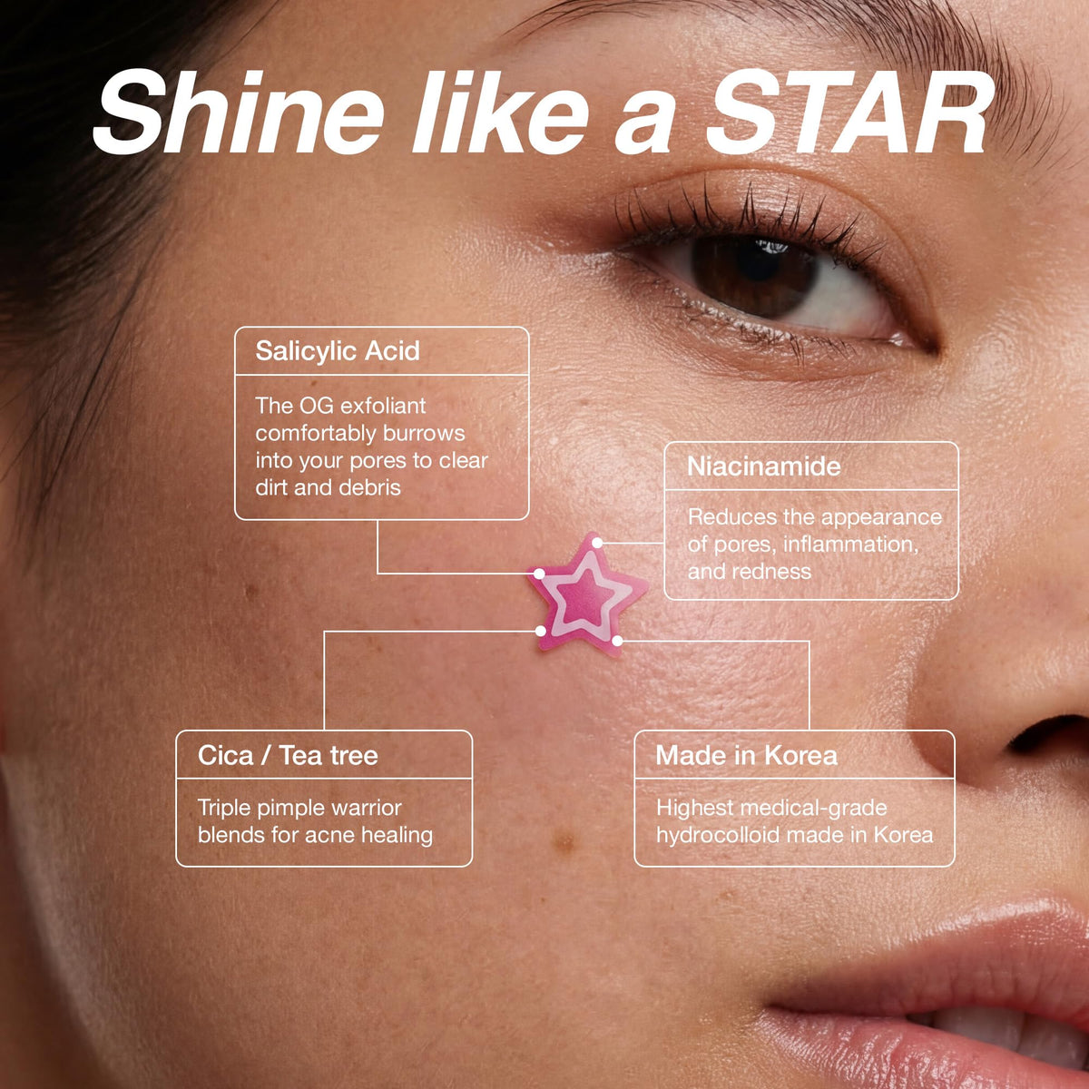 FreeGo WOO JU (??) Hydrocolloid Pimple Patch 120 Counts | Cute Colorful Star Shape | Salicylic Acid, Niacinamide, CICA, Tea Tree | Made in Korea Beauty & Personal Care FreeGo