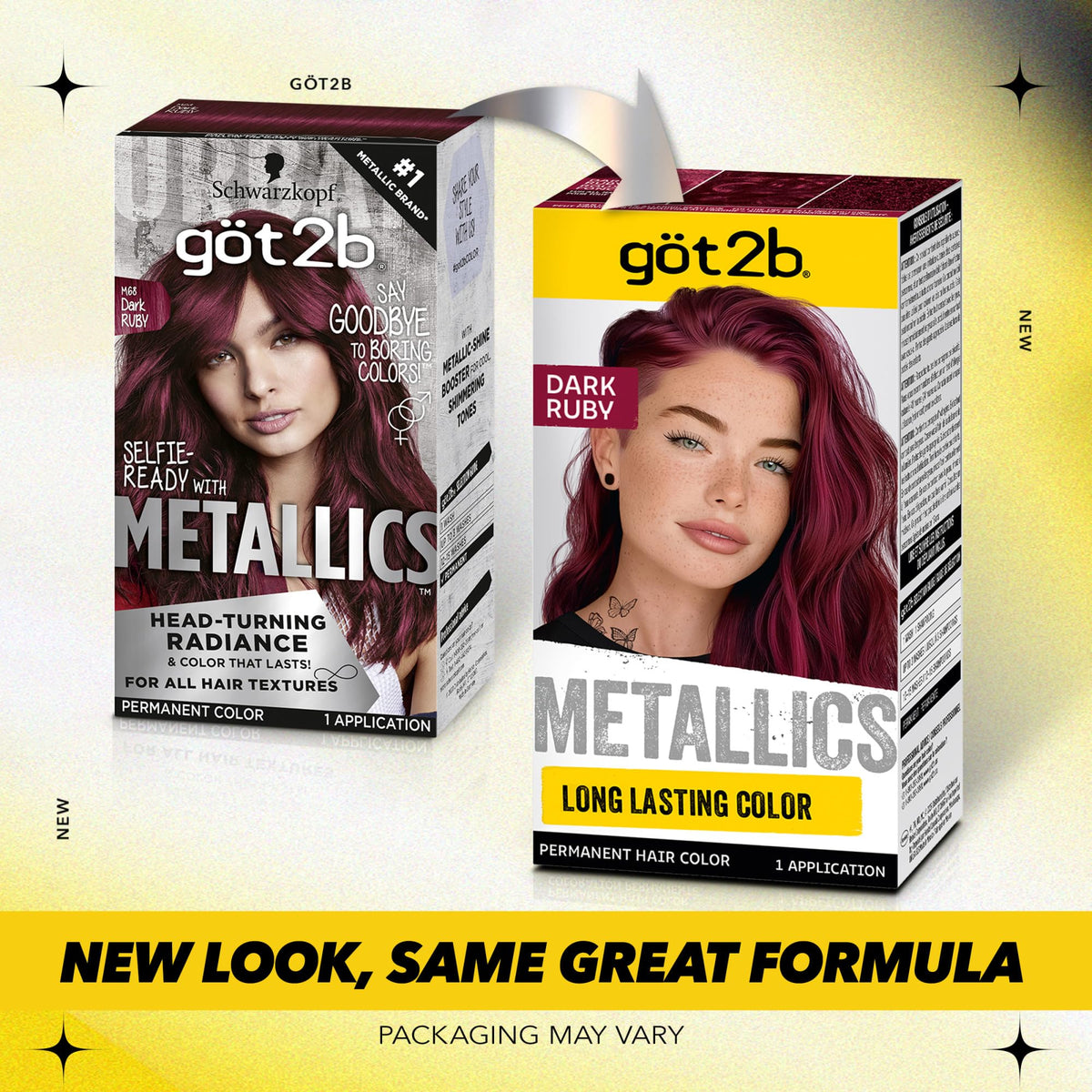 got2b Metallics Permanent Hair Dye, Dark Ruby M68, Hair Color for Women & Men, Formulated with Metallic-Shine Booster for Cool, Shimmering Tones Beauty & Personal Care Got2B