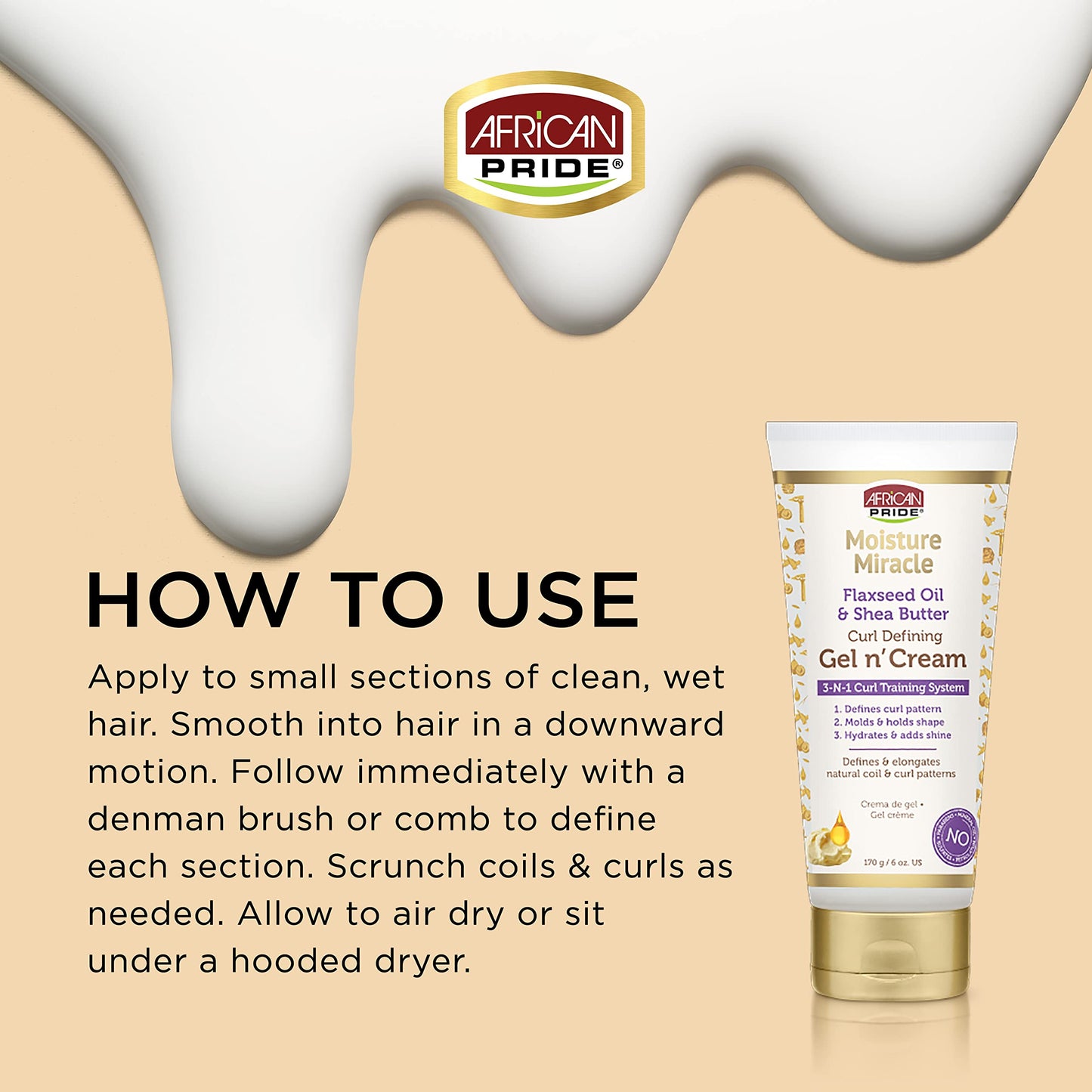 African Pride Moisture Miracle Gel n' Cream - 3-In-1 Curl Training System, Defines Curls, Holds Shape, Hydrates, Adds Shine, Contains Flaxseed Oil Beauty & Personal Care African Pride