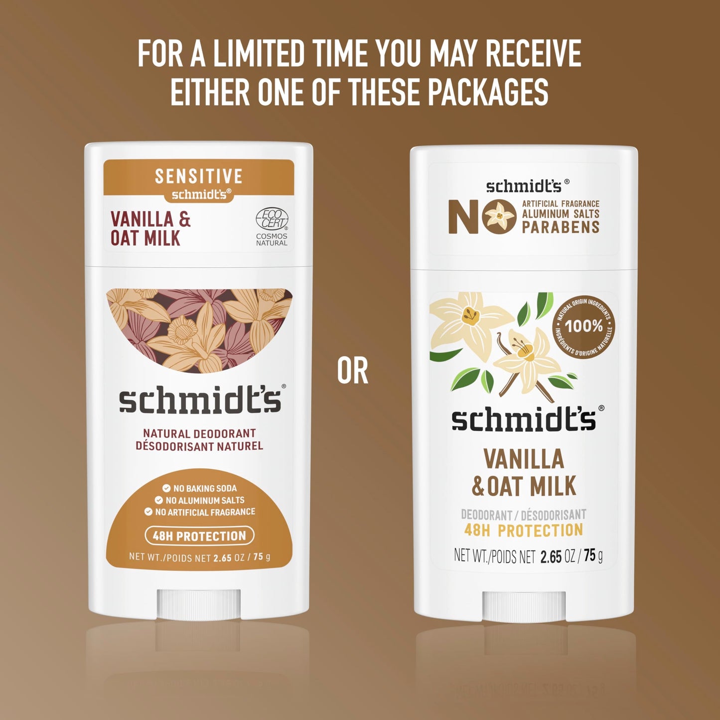 Schmidt's Aluminum-Free Vegan Deodorant Vanilla & Oat Milk with 24 Hour Odor Protection, for Women and Men, Natural Ingredients, Cruelty-Free, 2.65 oz Beauty and Personal Care Schmidt's