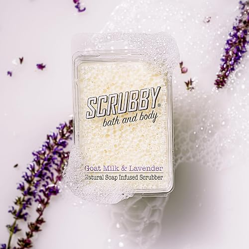 Scrubby Soap - Goats Milk & Lavender - Scented Natural Soap Infused Scrubber - Exfoliating and Hydrating Bath & Body Bar Beauty & Personal Care Scrubby