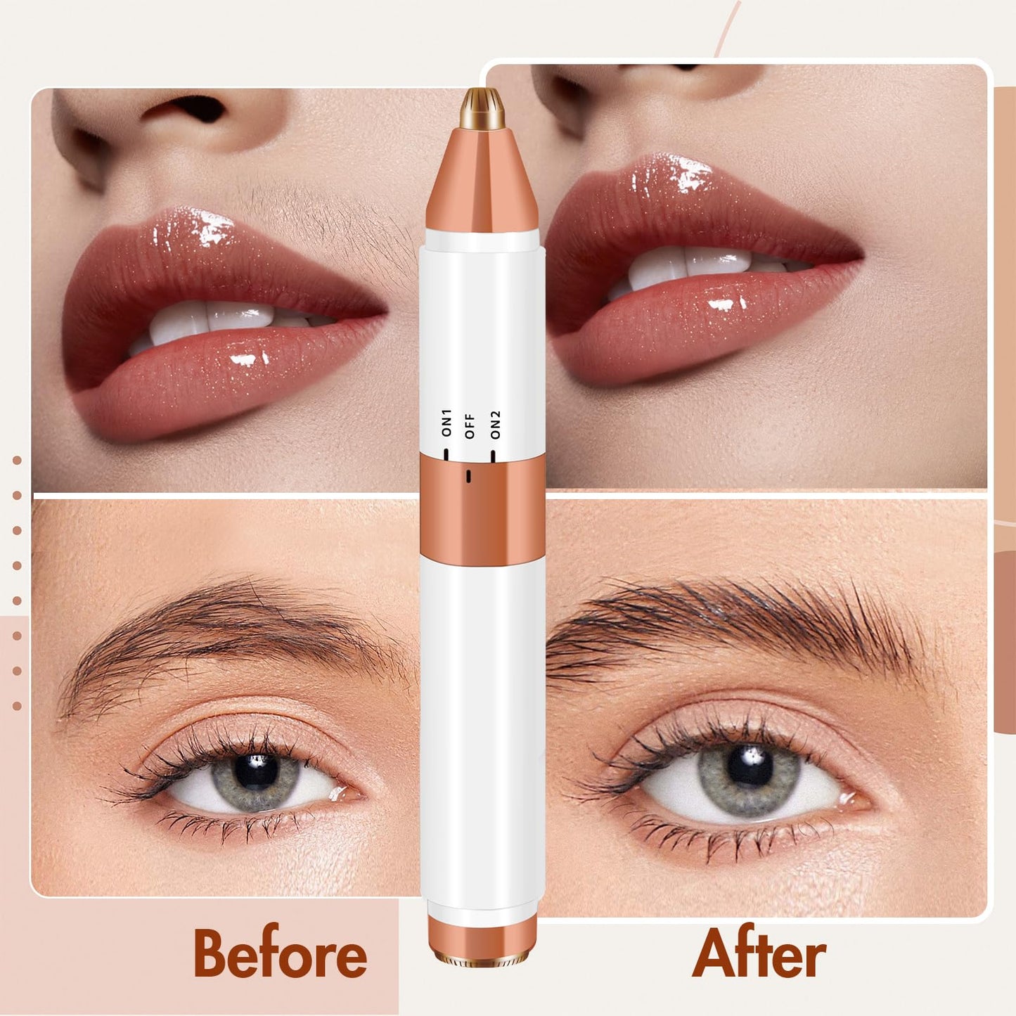 Acavado 2-in-1 Dual Head Eyebrow Trimmer & Flawless Facial Hair Removal for Women, Painless & Gentle Facial Hair Remover for Brows, Chin, Upper Lip Beauty and Personal Care Acavado