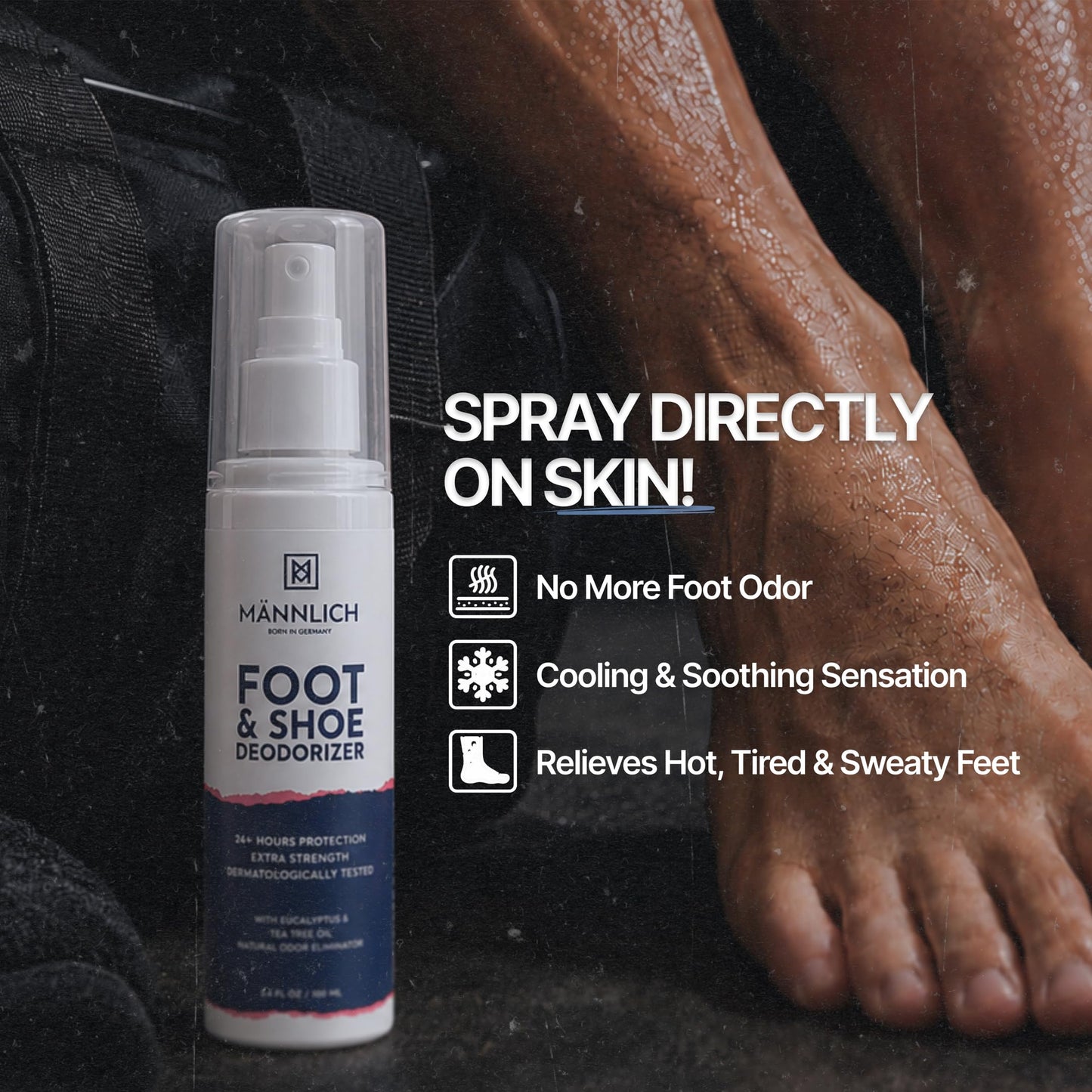 Mannlich Shoe & Foot Deodorizer Spray - Odor & Smell Remover for Shoes & Socks, 600+ Sprays in a Bottle,Skin Soothing, Non Irritating, Organic Beauty and Personal Care Mannlich