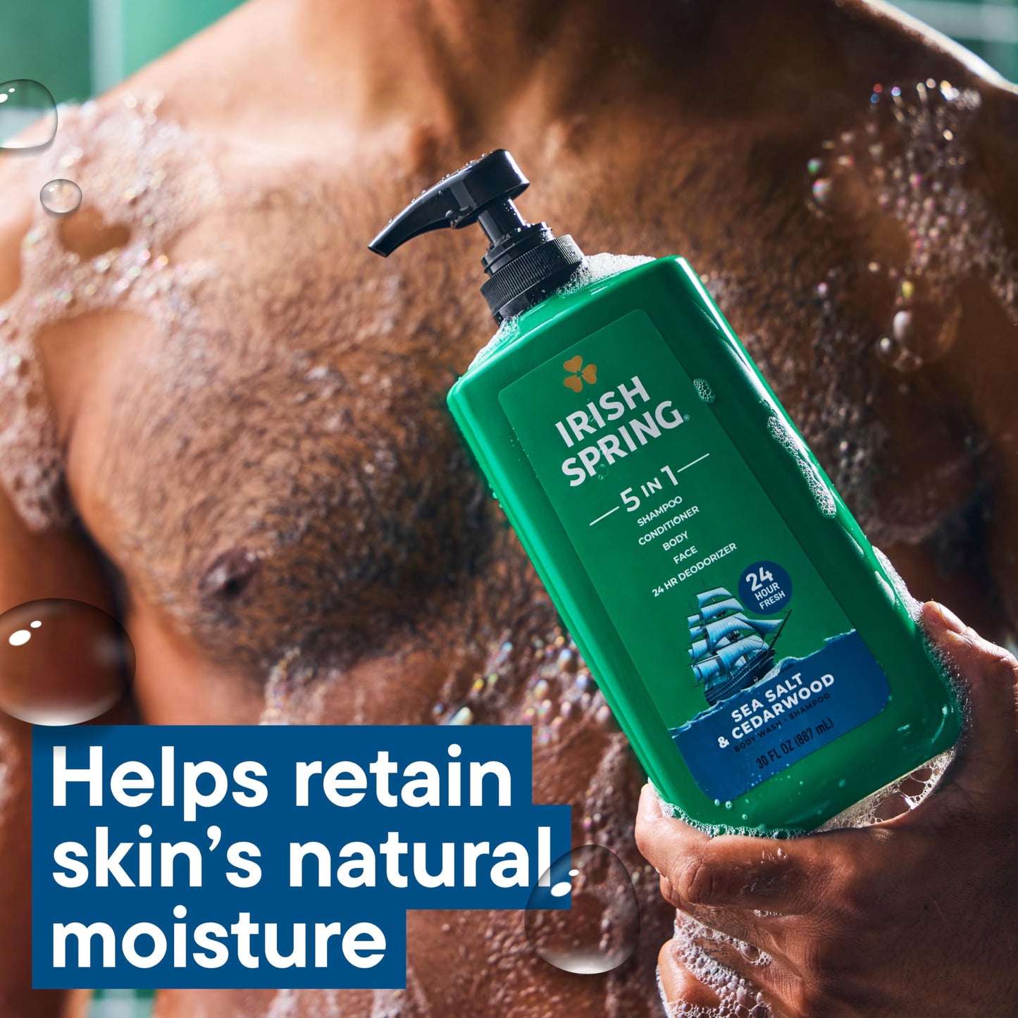 Irish Spring 5 in 1 Moisturizing Body Wash for Men, Shampoo, Conditioner, Body and Face Wash, and 24 Hour Deodorizer, Paraben-Free, Sea Salt Beauty & Personal Care Irish Spring