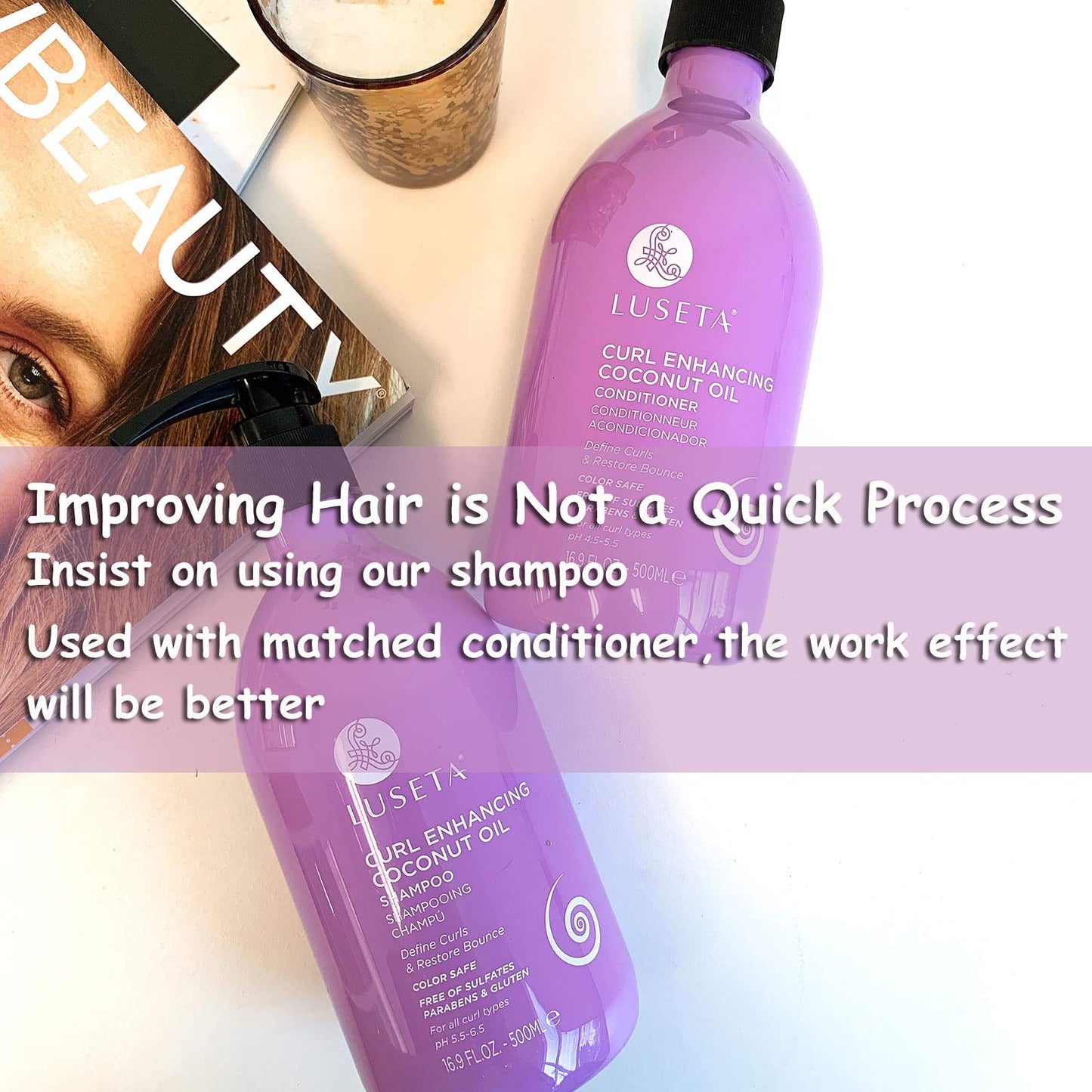 Luseta Curl Enhancing Coconut Oil Shampoo for Dry Damaged Hair, Restore Bounce & Define Curls, 33.8Oz, Prevent Breakage Beauty & Personal Care L LUSETA