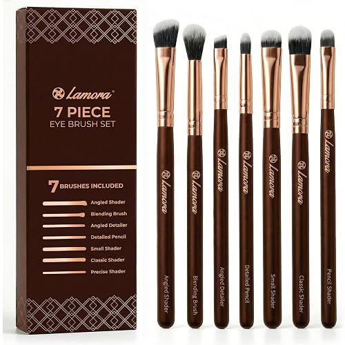 Eye Makeup Brushes Eyeshadow Brush Set - 7pcs Soft Synthetic Eyeshadow Blending Brush Kit - For Blending Eyeshadow, Eyeliner, Crease, Eyebrow - Long Beauty & Personal Care Lamora
