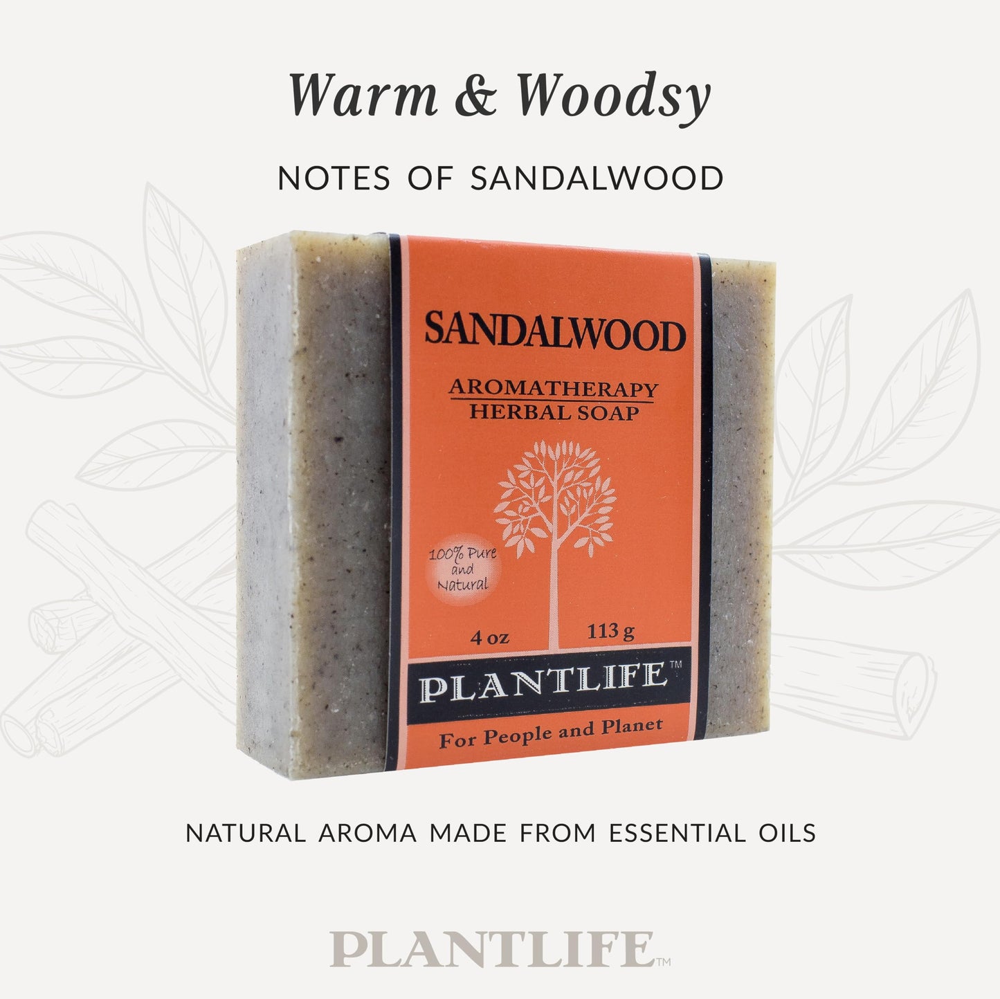 Plantlife Sandalwood Bar Soap - Moisturizing and Soothing Soap for Your Skin - Hand Crafted Using Plant-Based Ingredients - Made in California 4oz Bar Beauty & Personal Care Plantlife