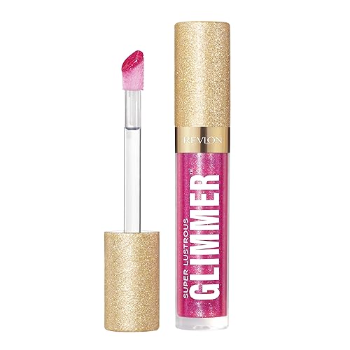 REVLON Super Lustrous Glimmer Gloss, Non-Sticky Lip Gloss, High-Shine Finish, Plant-Based Glitter, 009 Razz Beamy, 0.13 fl oz Beauty & Personal Care REVLON