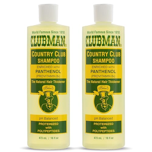 Clubman Country Club Shampoo - pH Balanced, Enriched with Panthenol for Thicker Hair, Natural Hair Thickener for Men, 16 oz Pack of 2 Beauty & Personal Care Clubman