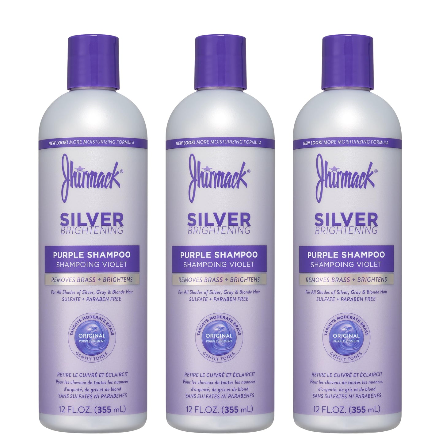 Jhirmack Silver Brightening Purple Shampoo Set of 3 for all types of silver, grey, and blonde hair Beauty & Personal Care jhirmack