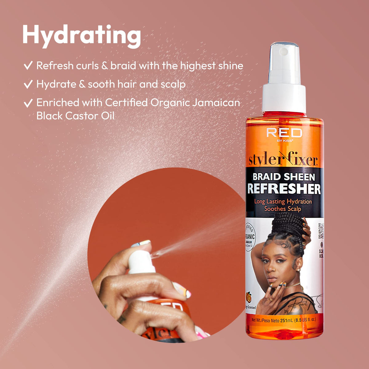 Red by Kiss Braid Sheen Refresher Spray, Long Lasting Hydration, Refresh Curls & Braid,Highest Shine, Soothes Scalp, Nourishes Dry Crips Hair Beauty & Personal Care Red by Kiss