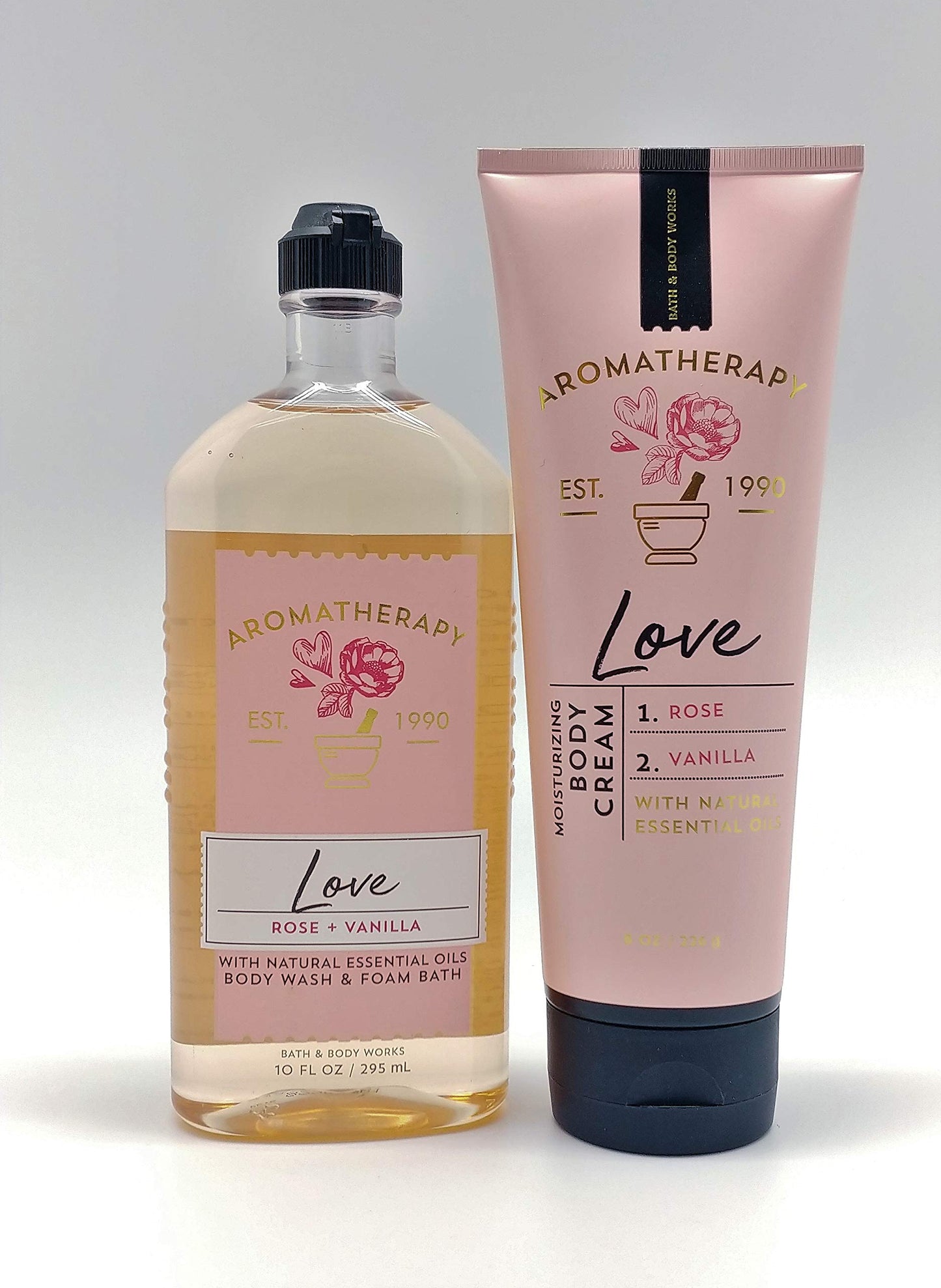 Aromatherapy - Love - Rose Vanilla - Duo Body Cream and Body Wash & Foam Bath - Full Size Beauty & Personal Care Bath & Body Works