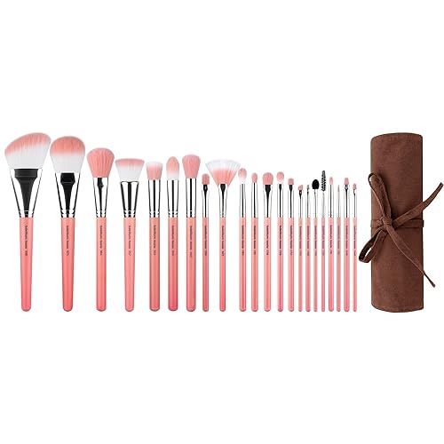 Bdellium Tools Professional Makeup Brush Pink Bambu Series - Deluxe 22pc. Brush Set with Roll-Up Pouch Beauty & Personal Care BDELLIUM TOOLS