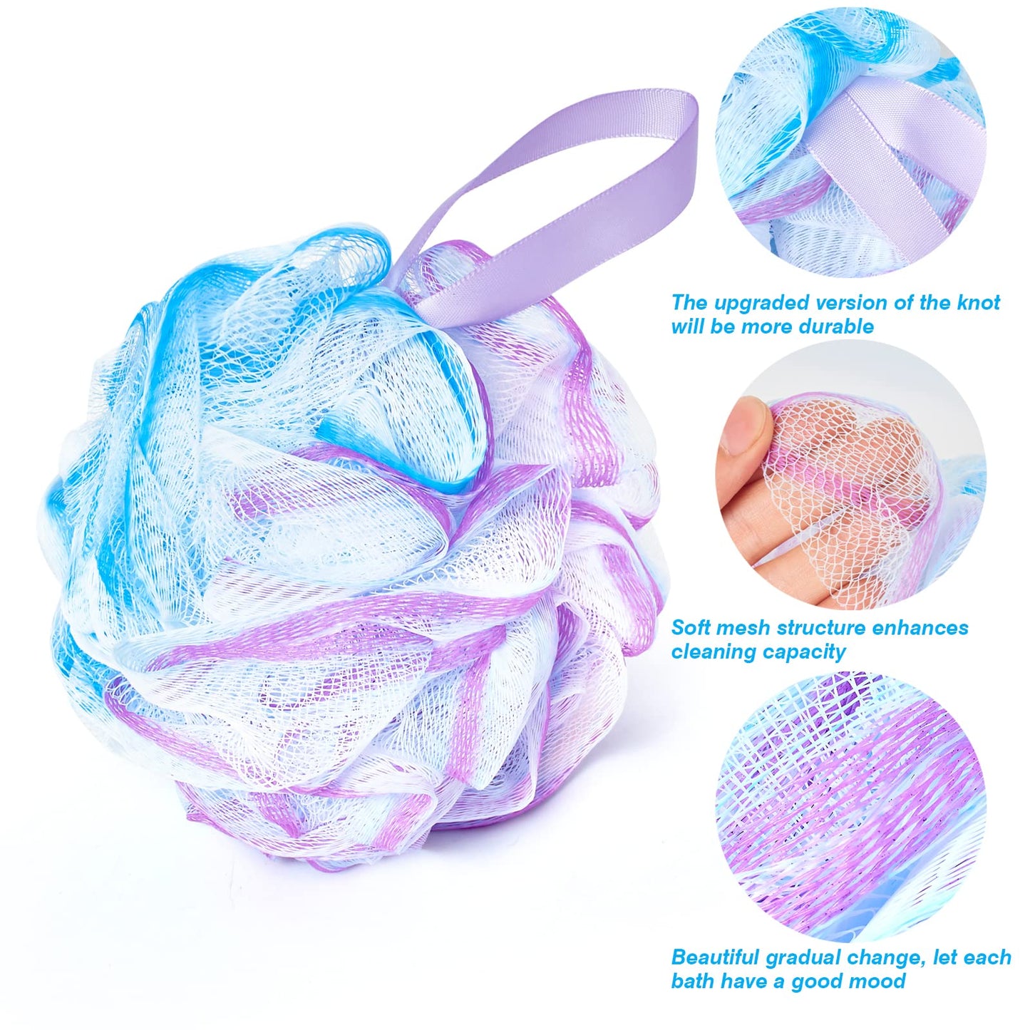 Yimingbuty 4 Pack Bath Shower Loofah Sponge, 75g Mesh Pouf Shower Ball, Exfoliating Body Scrubber for Silky Skin Body Washing, Flower Color, White Beauty and Personal Care YGACHE
