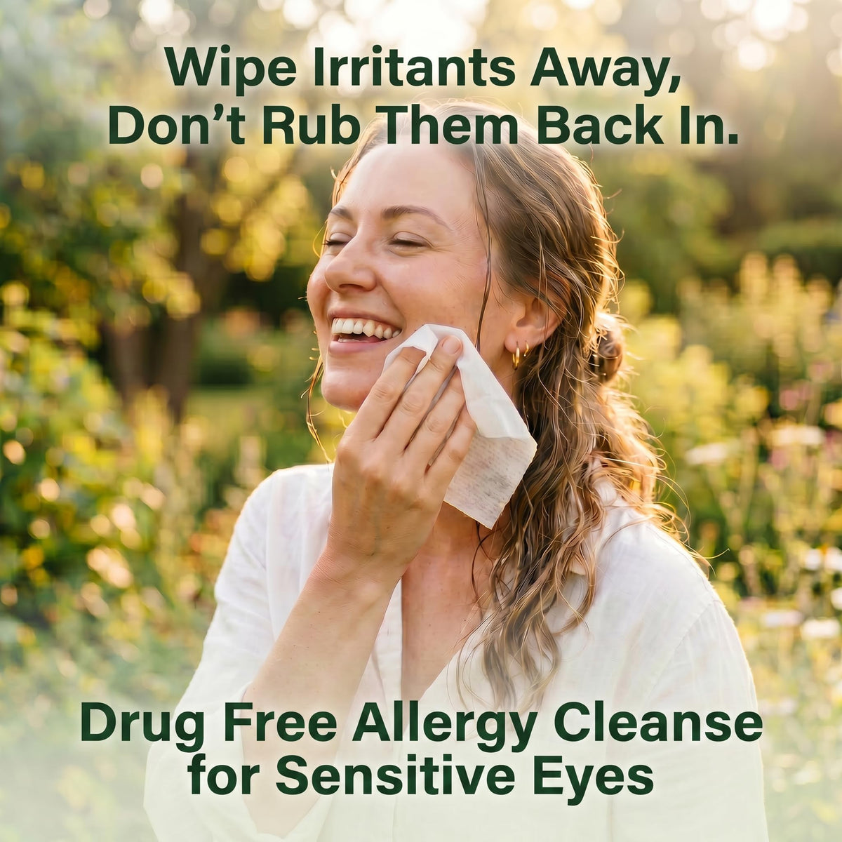 Allergy Eye Wipes for Dry Itchy Red Eyes 60 Count | Drug Free Eye Wipes for Pollen Pets & Seasonal Allergies | Hyaluronic Acid, Chamomile & Aloe |