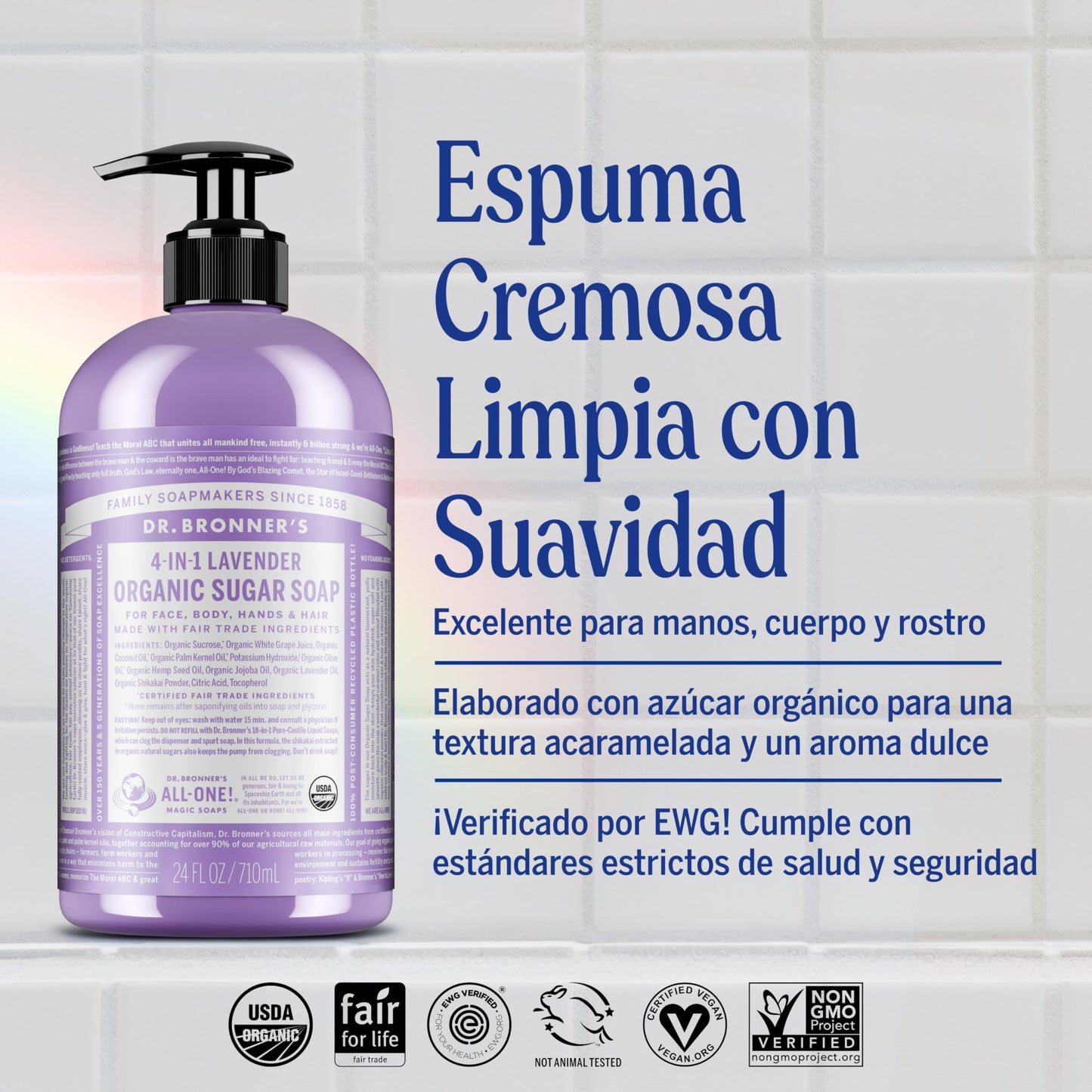 Dr Bronner Pump Soap Sugar Lavender Beauty & Personal Care Dr. Bronner's