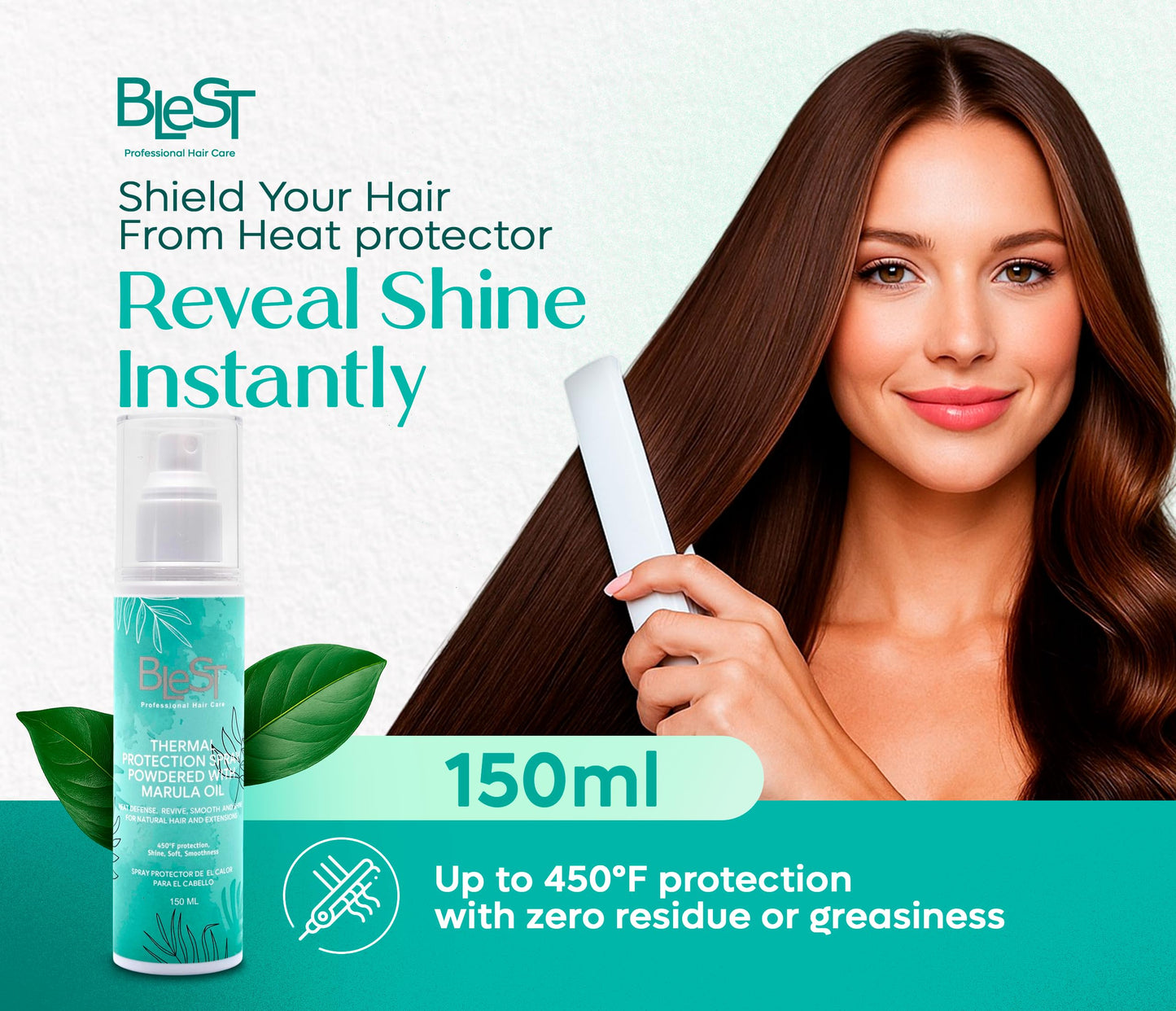 BLEST PROFESSIONAL HAIR CARE Thermal Protection Spray with Marula Oil - Heat Protectant Spray for Hair & Extensions - Vegan Hair Heat Protectant Beauty & Personal Care BLEST PROFESSIONAL HAIR CARE