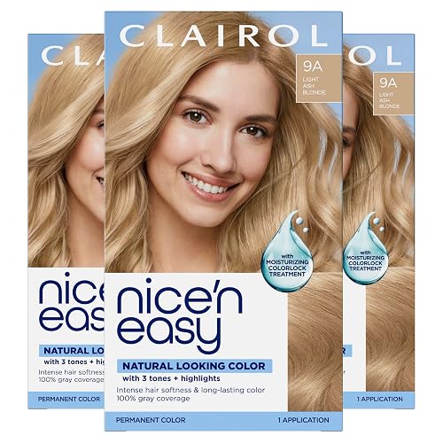 Clairol Nice'n Easy Permanent Hair Dye, 9A Light Ash Blonde Hair Color, 3 Count Beauty & Personal Care Clairol