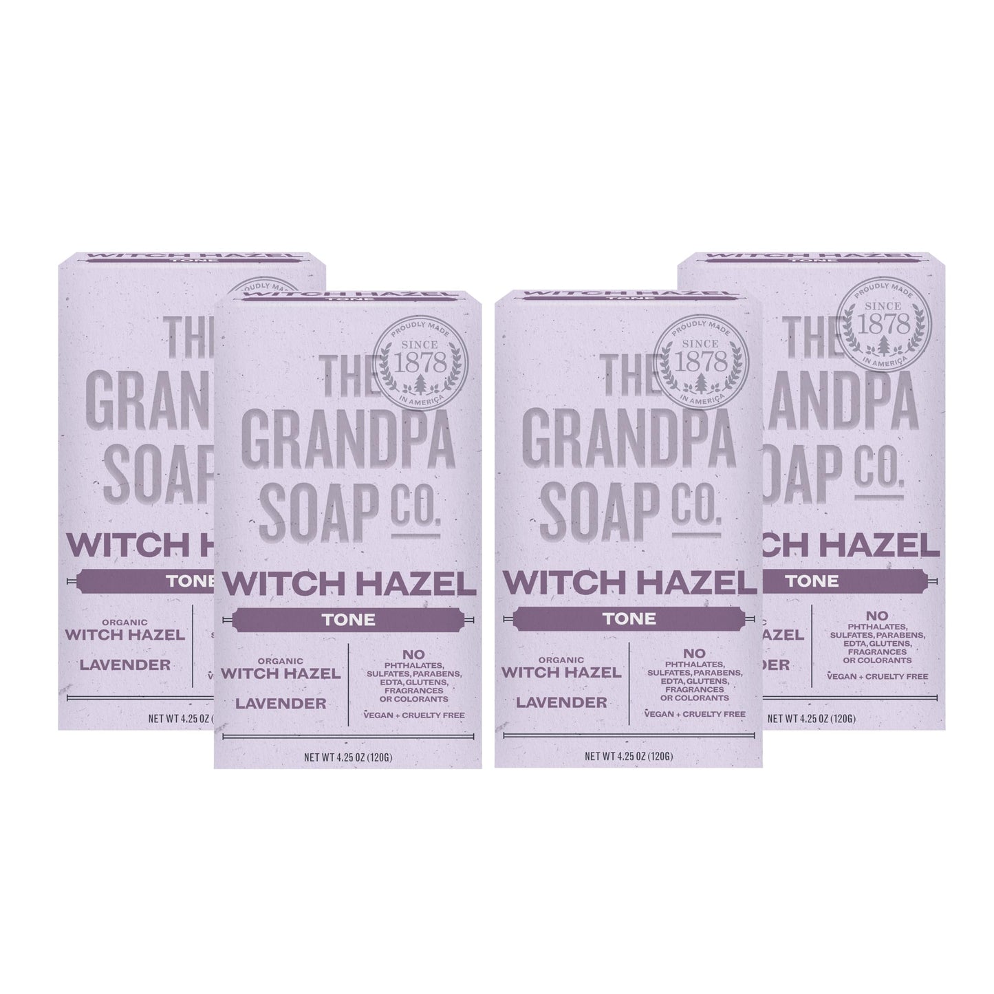 The Grandpa Soap Company Witch Hazel Bar Soap - Gently Tones Skin, With Witch Hazel and Lavender, Provides a Relaxing Effect, Vegan, For Face Beauty & Personal Care The Grandpa Soap Company
