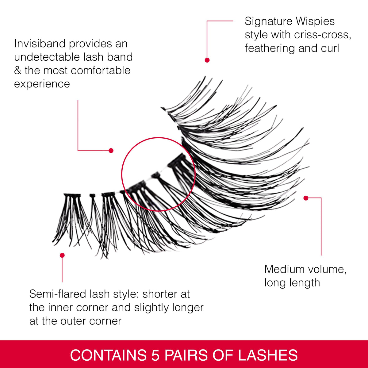 Ardell False Eyelashes Wispies Black, 6 Pairs of Strip Lashes per Pack
