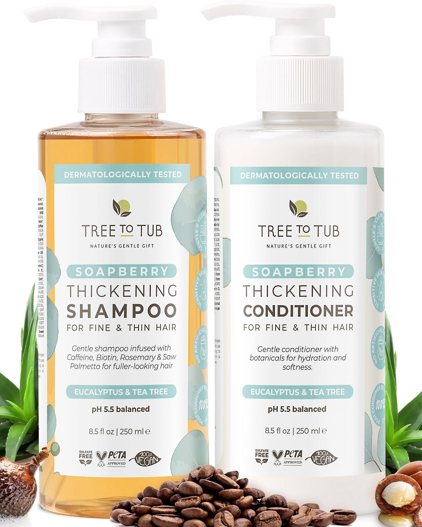 Tree To Tub Volumizing Biotin Shampoo and Conditioner Set - Activating Caffeine for Fuller Hair, Thickening Shampoo and Conditioner for Women & Men Beauty & Personal Care Tree To Tub